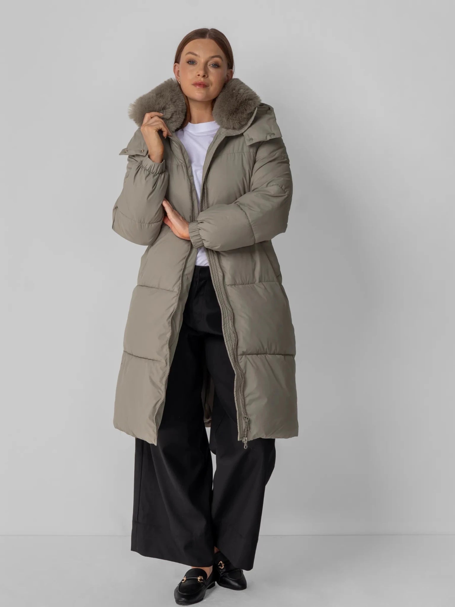 Faux Fur Collar Long Puffer Jacket - product image 16