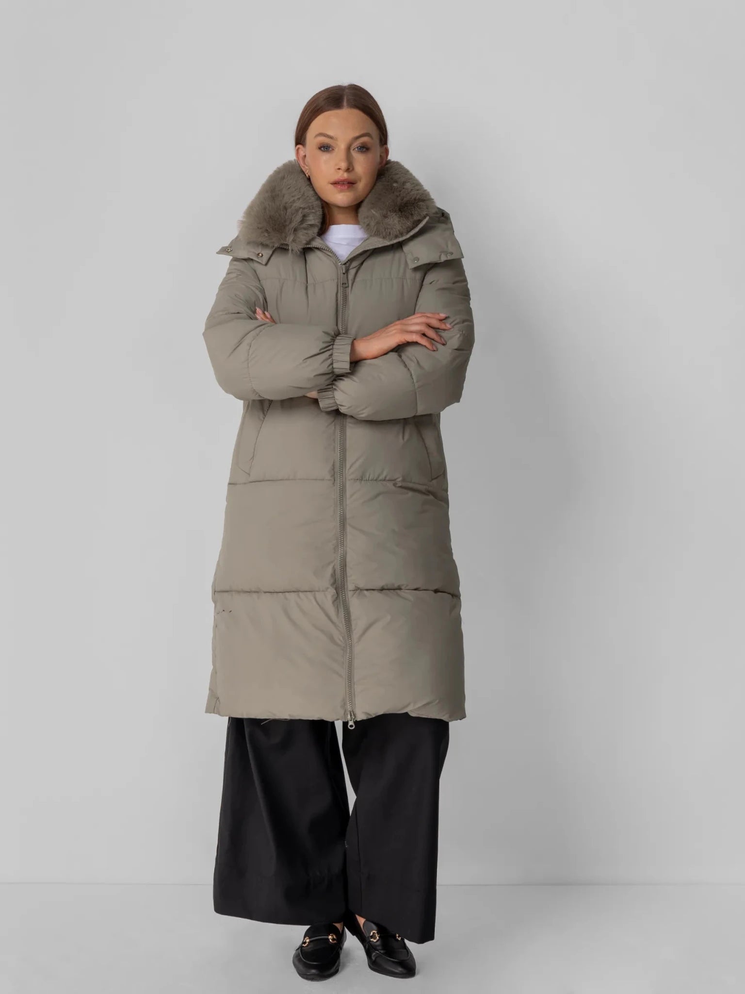 Faux Fur Collar Long Puffer Jacket - product image 15