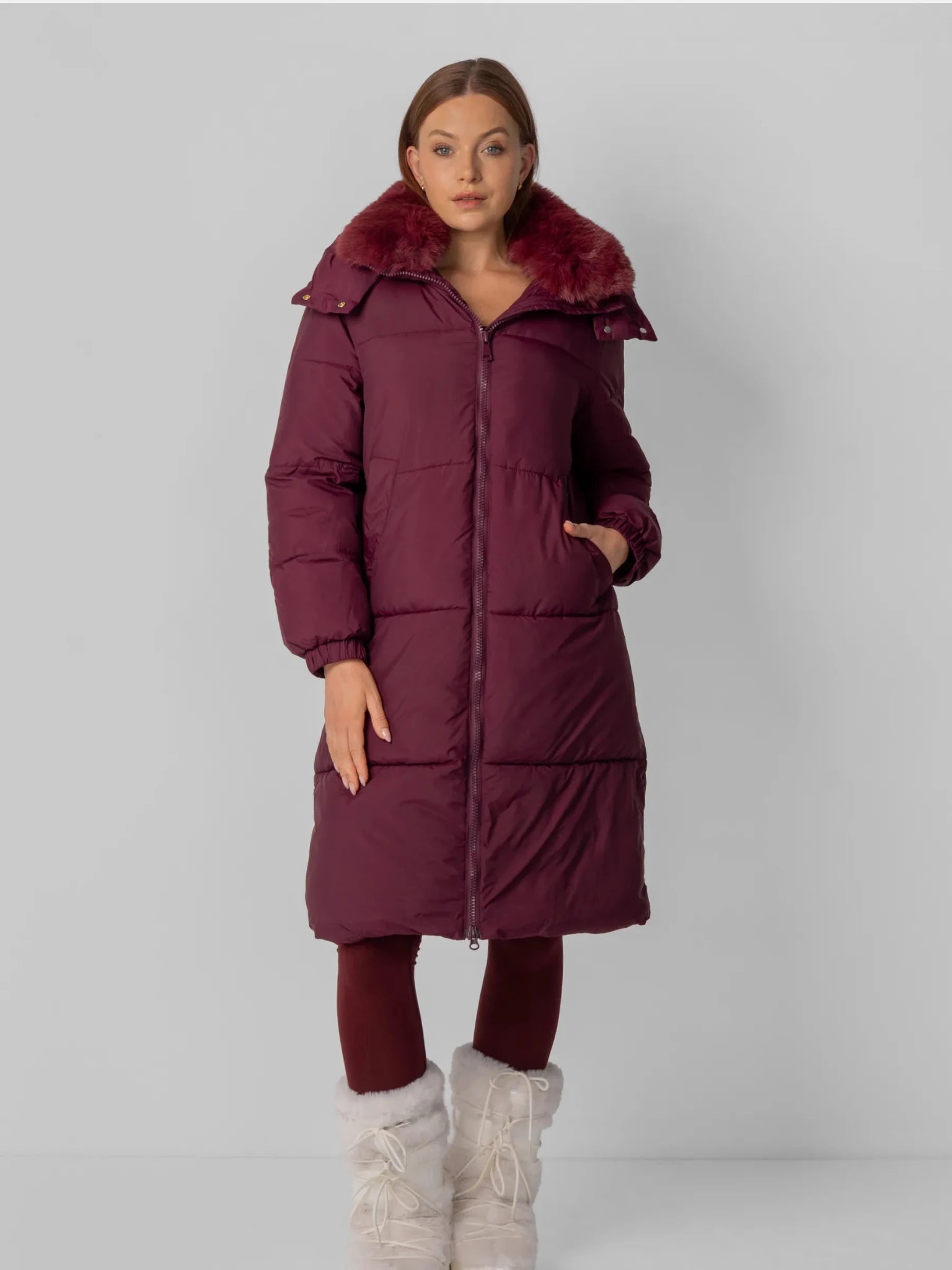 Faux Fur Collar Long Puffer Jacket - product image 8