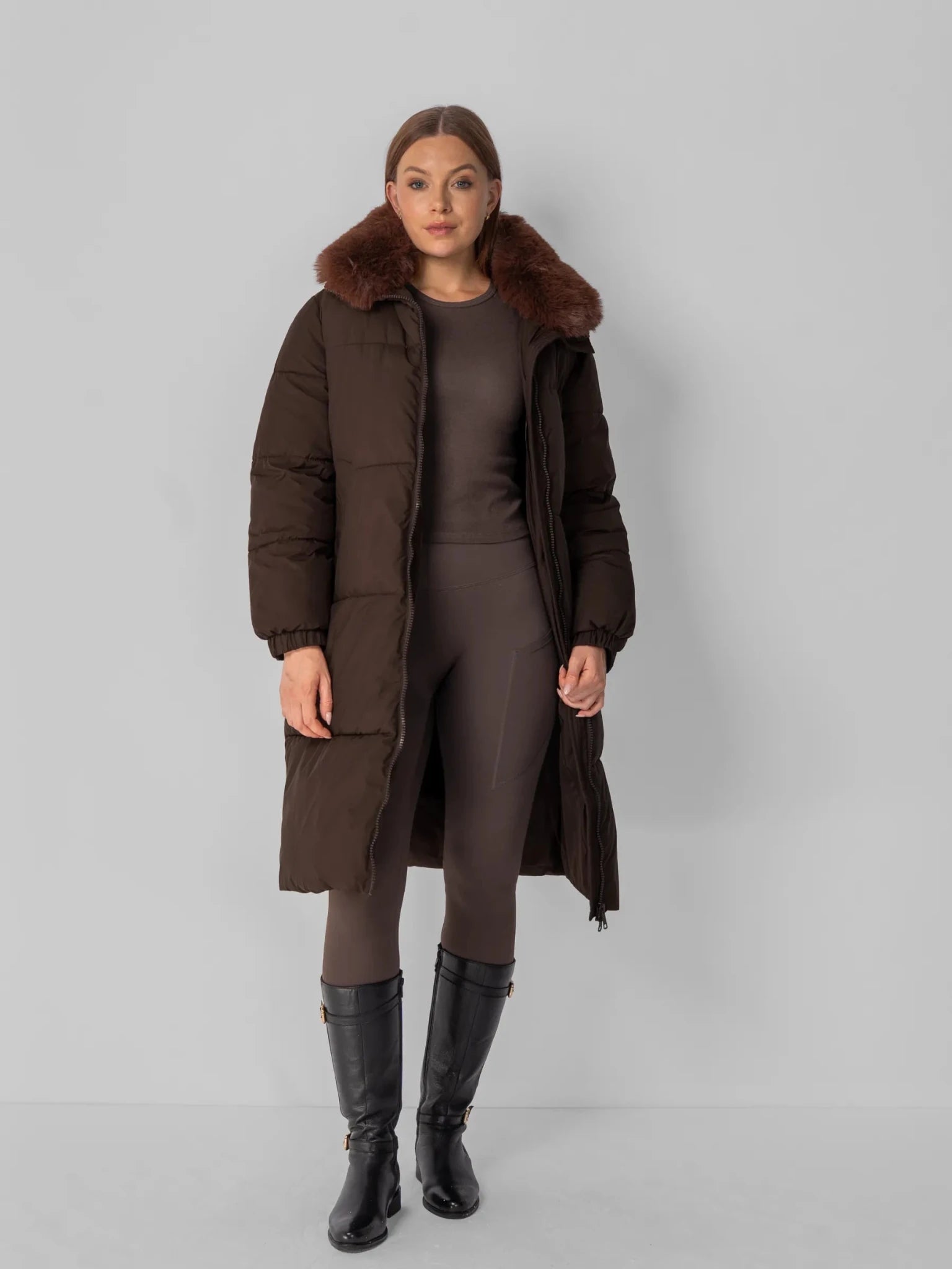 Faux Fur Collar Long Puffer Jacket - product image 12