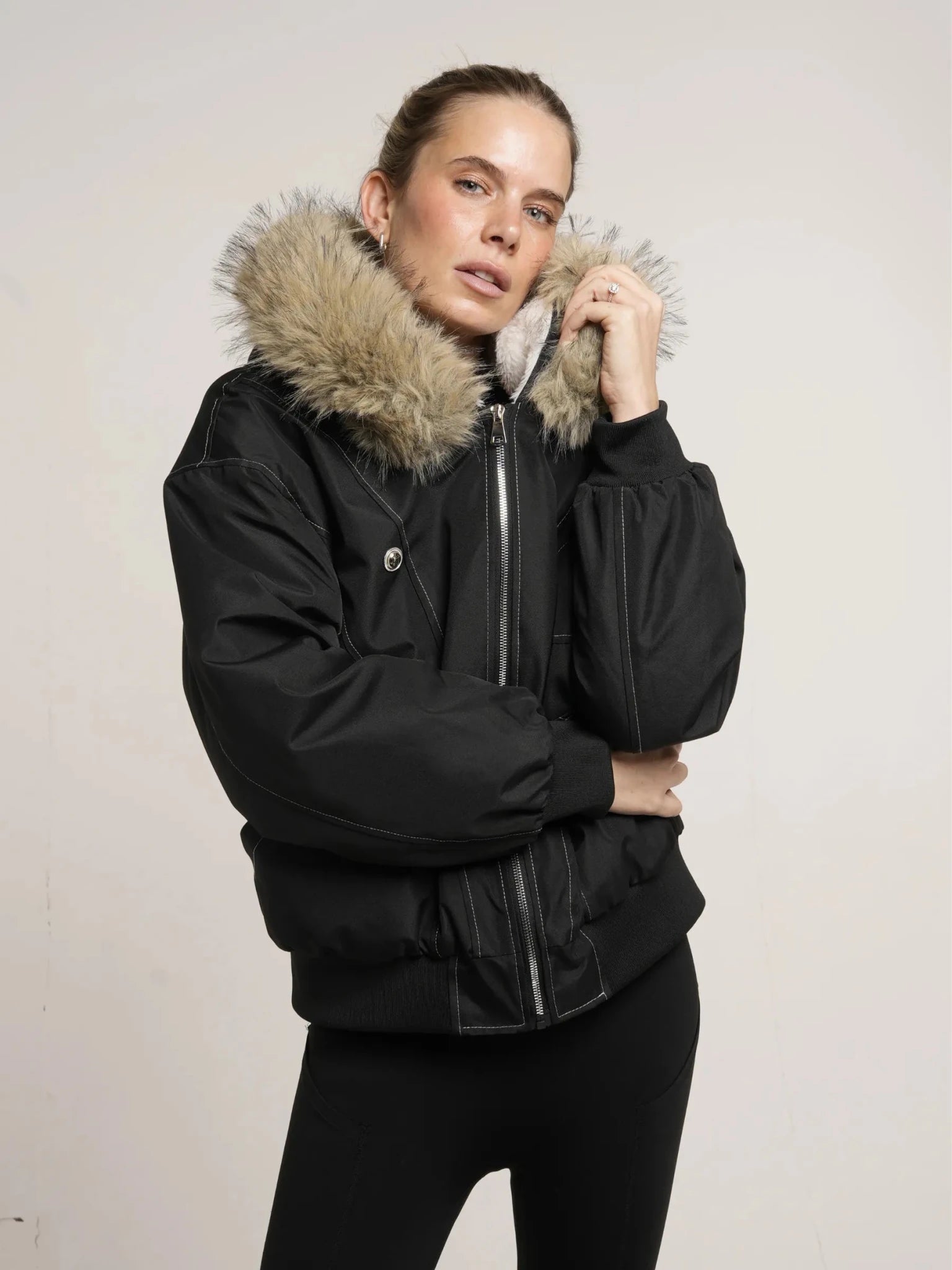 Faux Fur Lined And Trim Bomber Jacket - product image 10