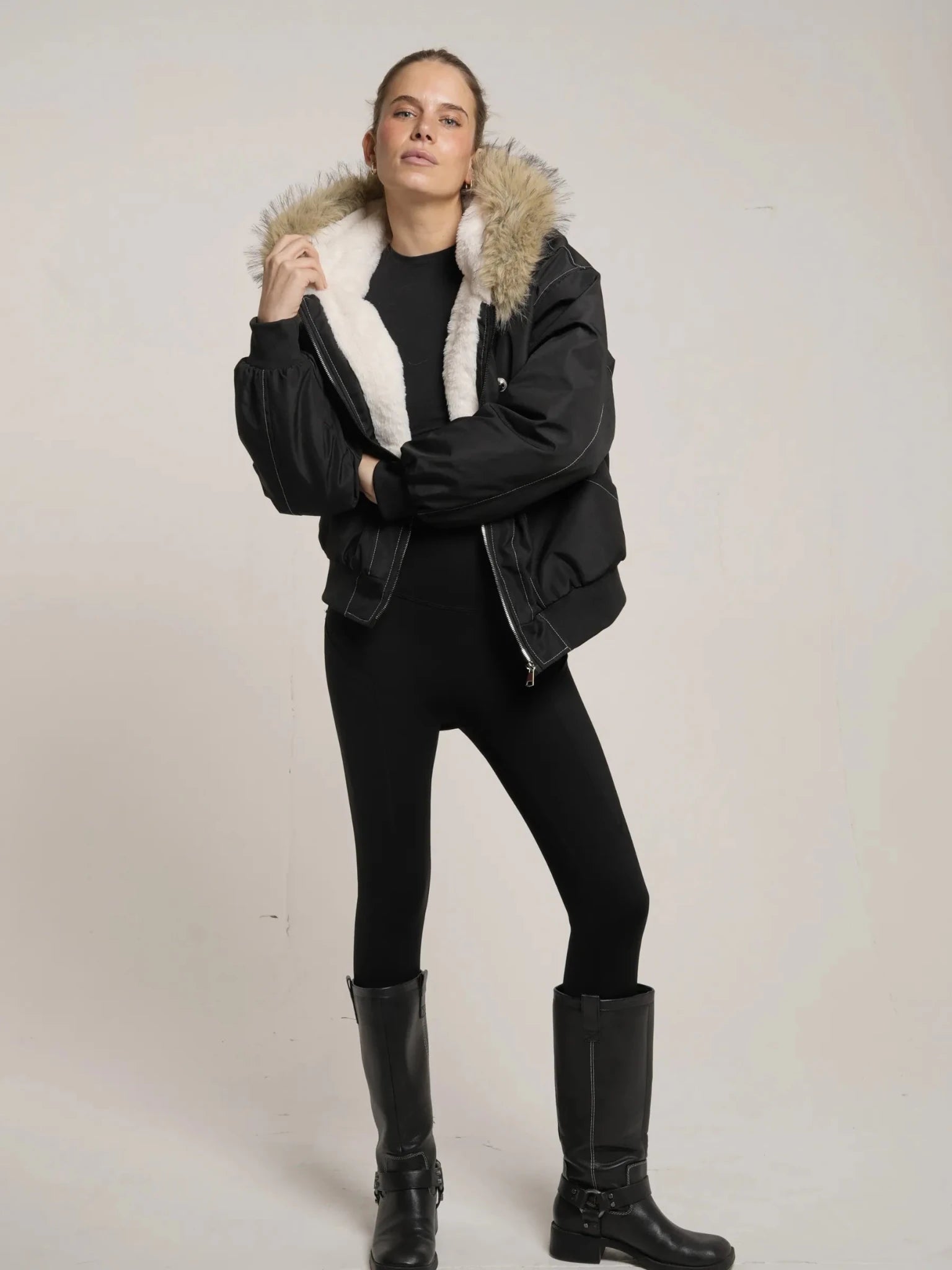 Faux Fur Lined And Trim Bomber Jacket - product image 7