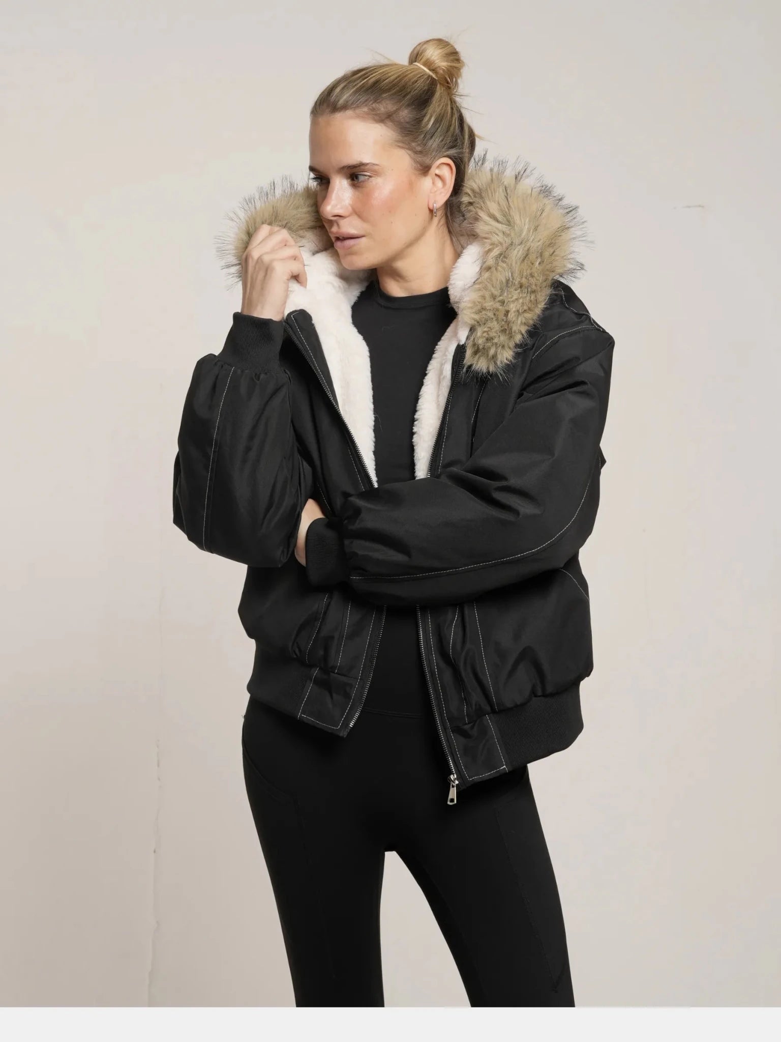 Faux Fur Lined And Trim Bomber Jacket - product image 11