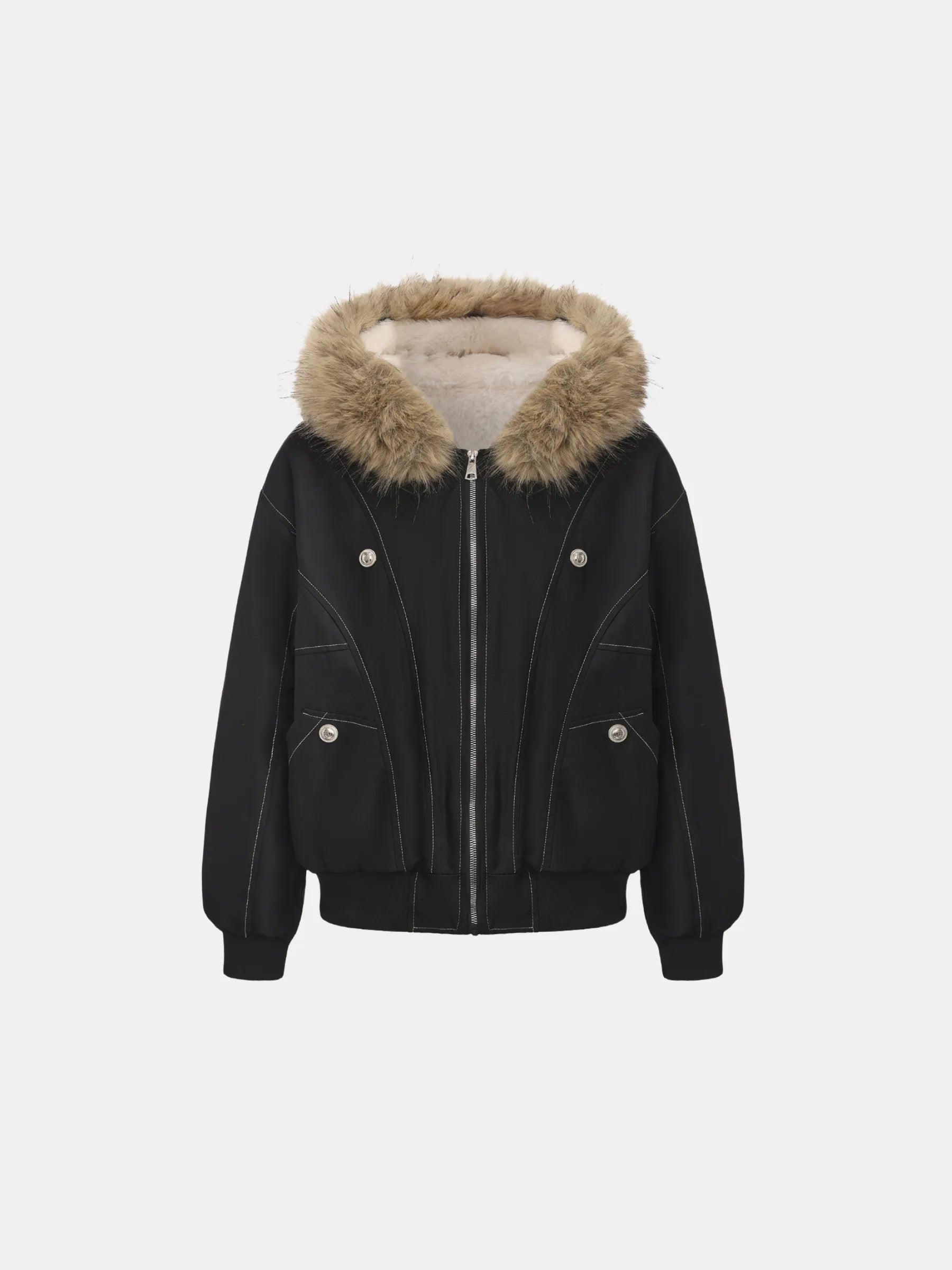 Faux Fur Lined And Trim Bomber Jacket - product image 1