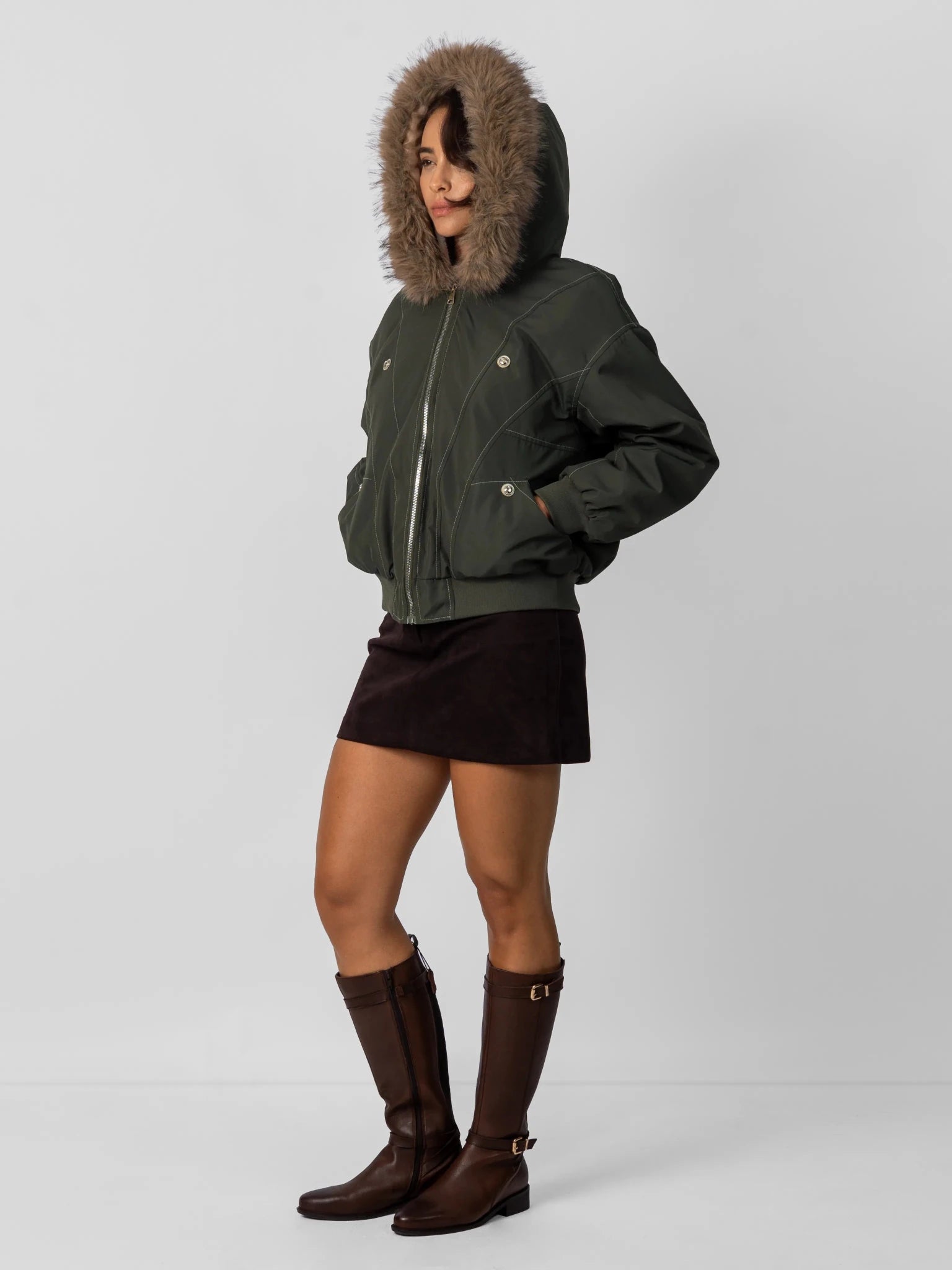 Faux Fur Lined And Trim Bomber Jacket - product image 6