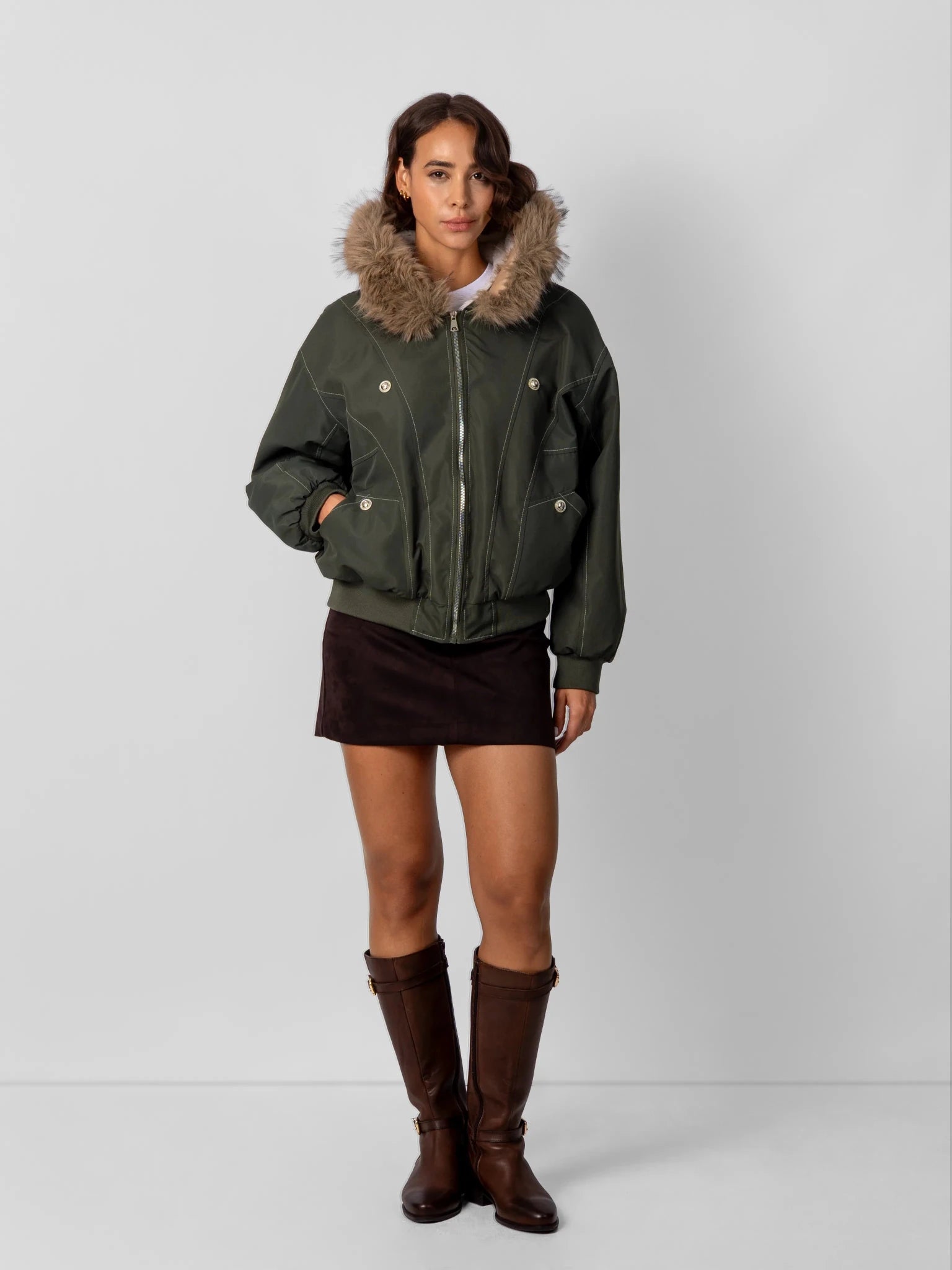 Faux Fur Lined And Trim Bomber Jacket - product image 2