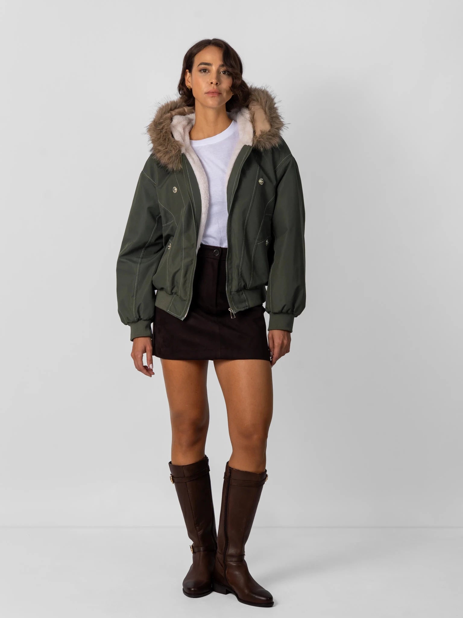 Faux Fur Lined And Trim Bomber Jacket - product image 4