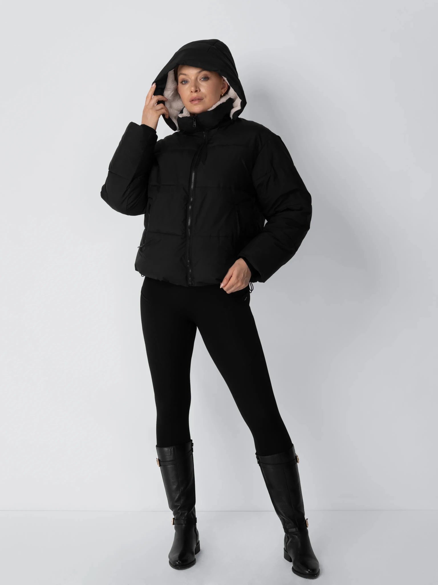 Faux Fur Lined Detachable Hooded Short Puffer Jacket - product image 18