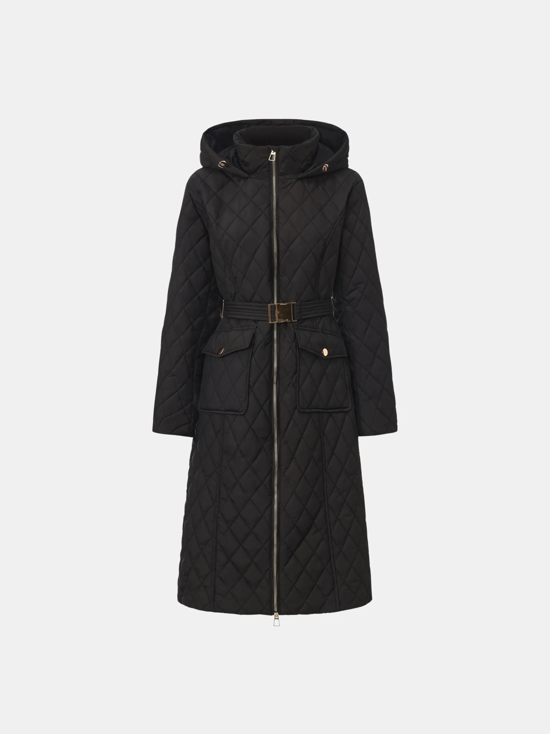 Long Dimond Quilted Belted Puffer - product image 1