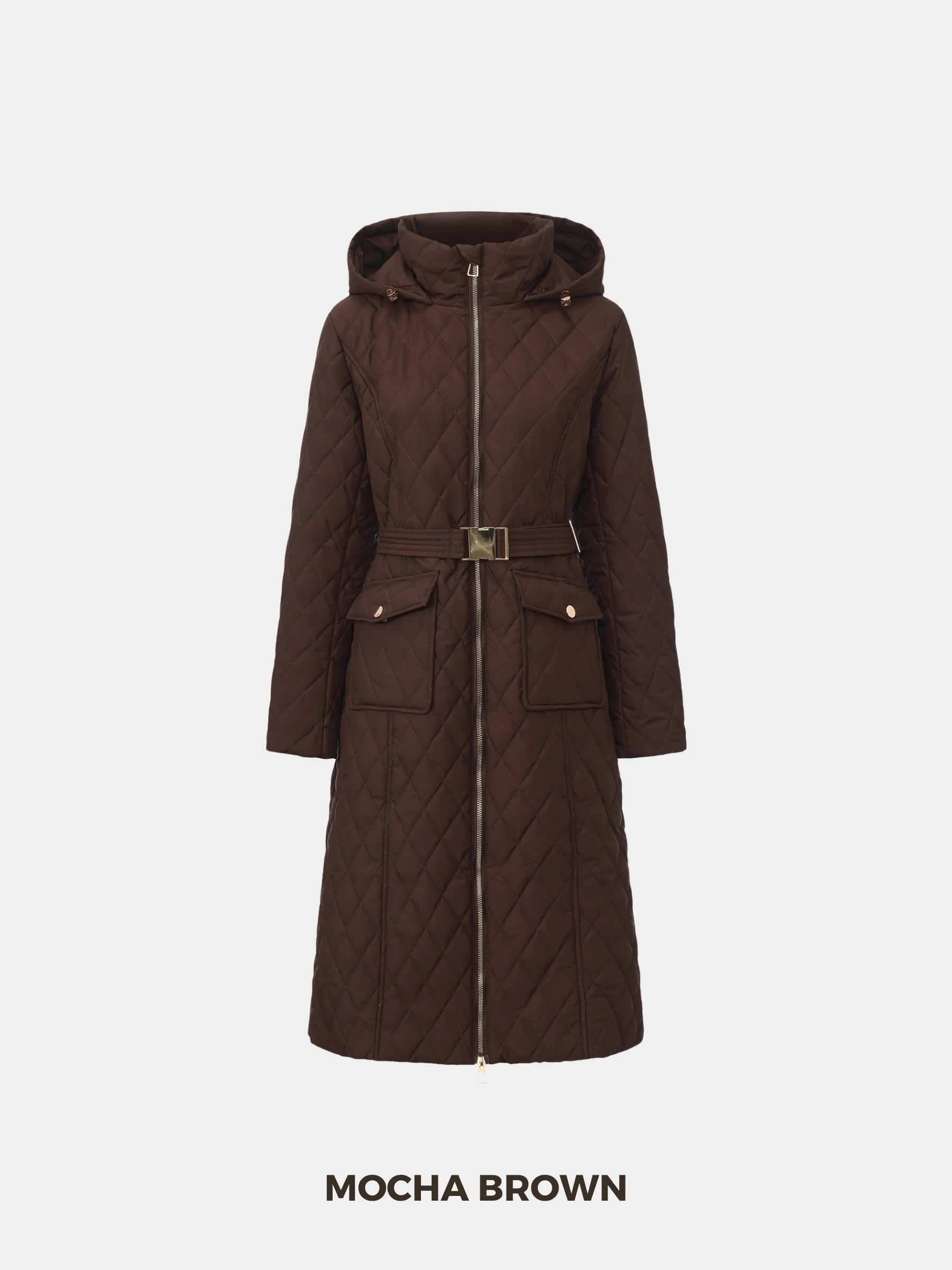 Long Dimond Quilted Belted Puffer - product image 14