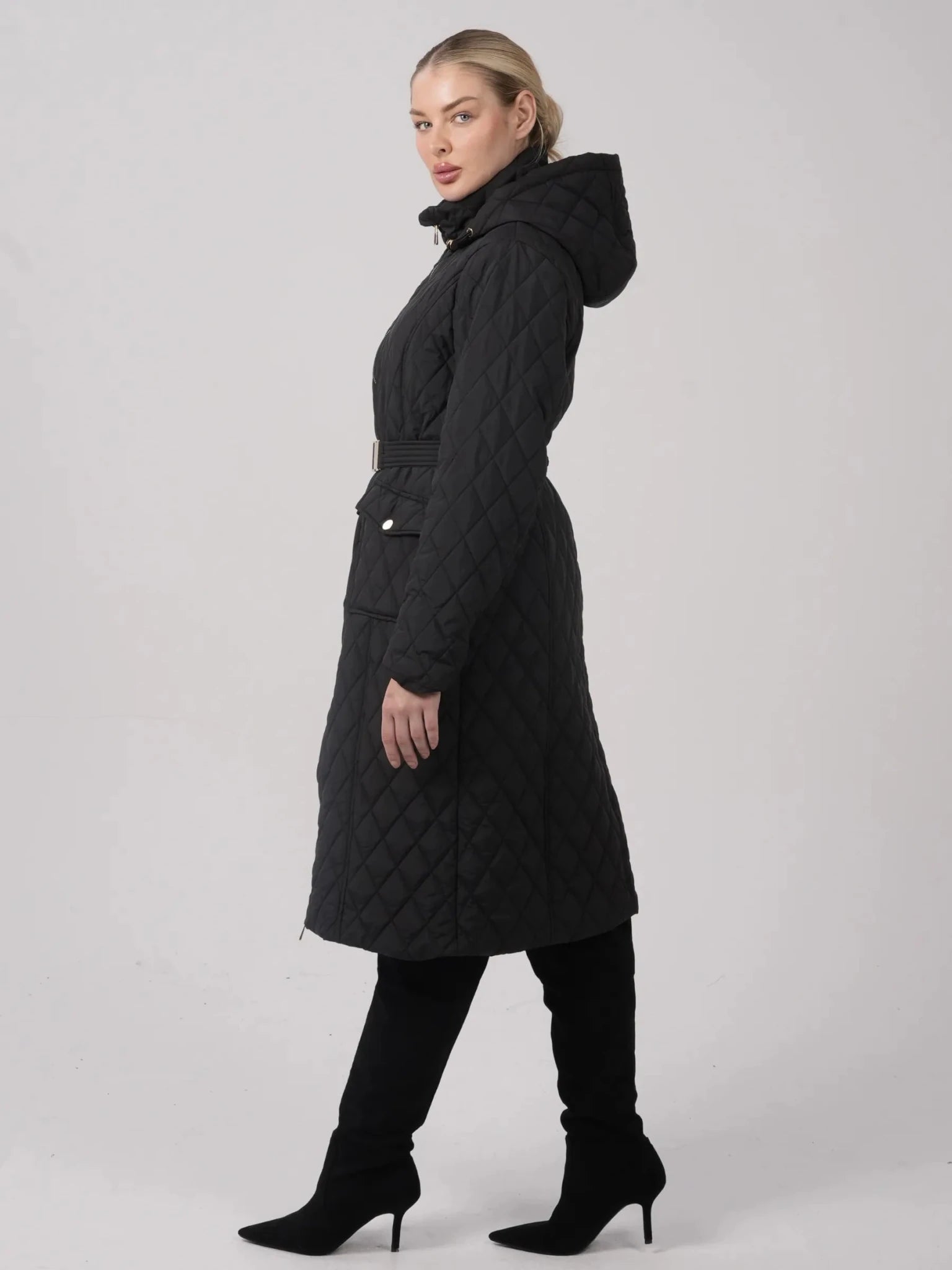 Long Dimond Quilted Belted Puffer - product image 5