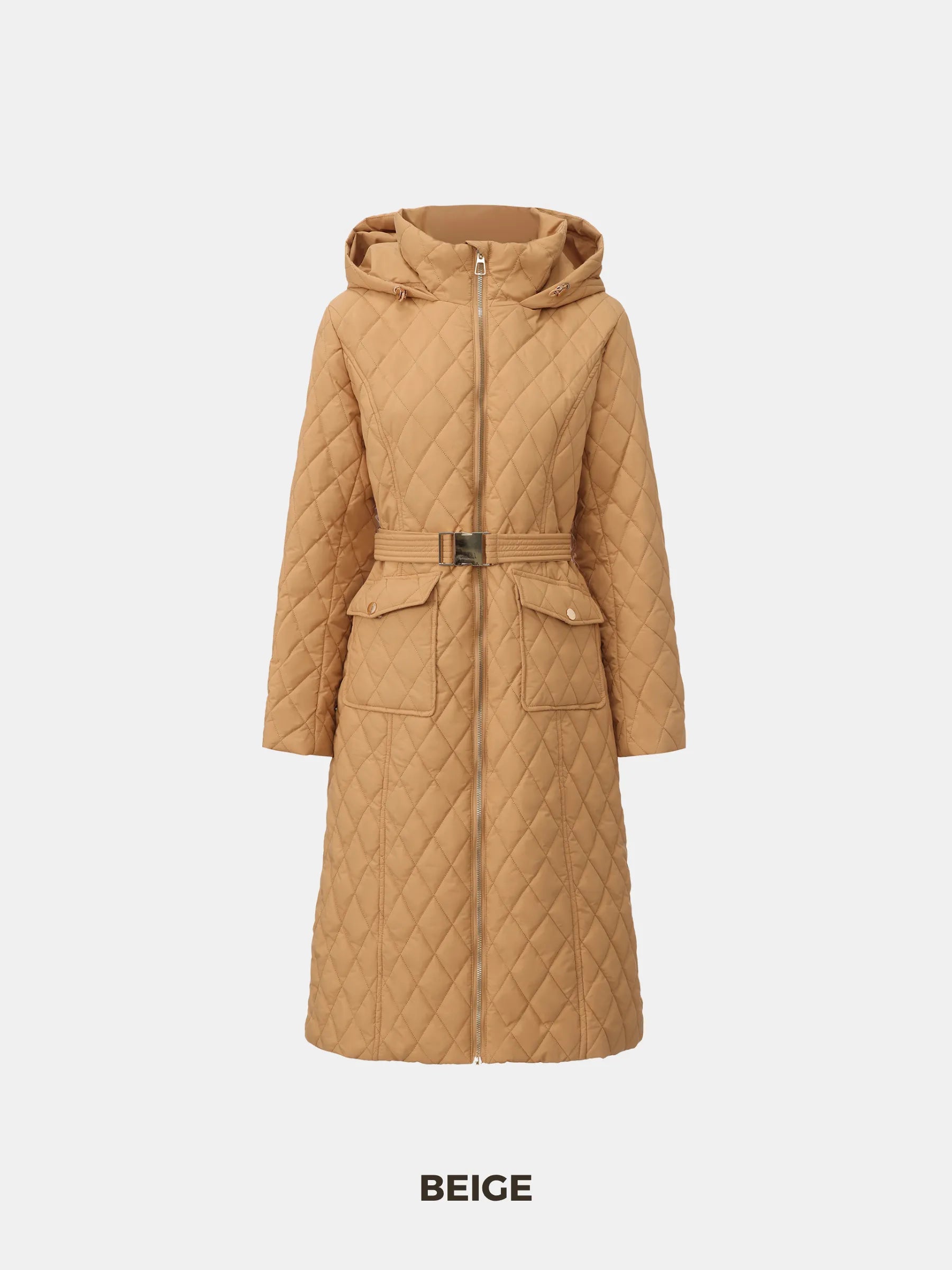 Long Dimond Quilted Belted Puffer - product image 7