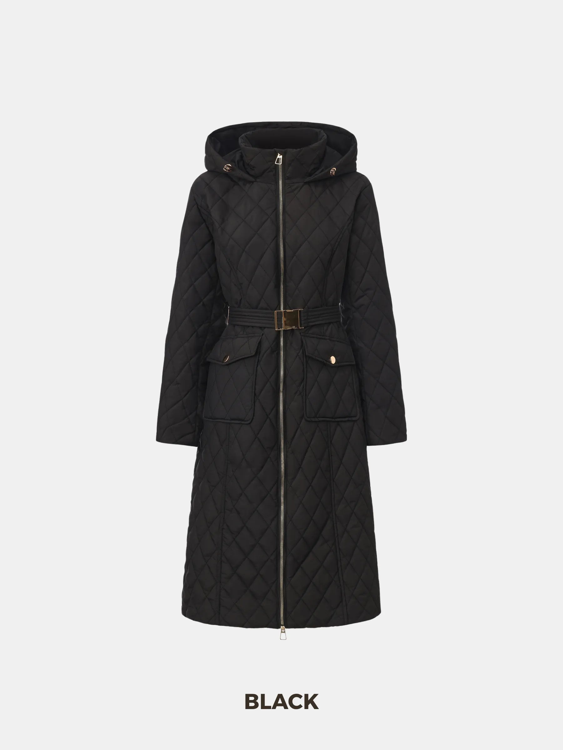 Long Dimond Quilted Belted Puffer - product image 2