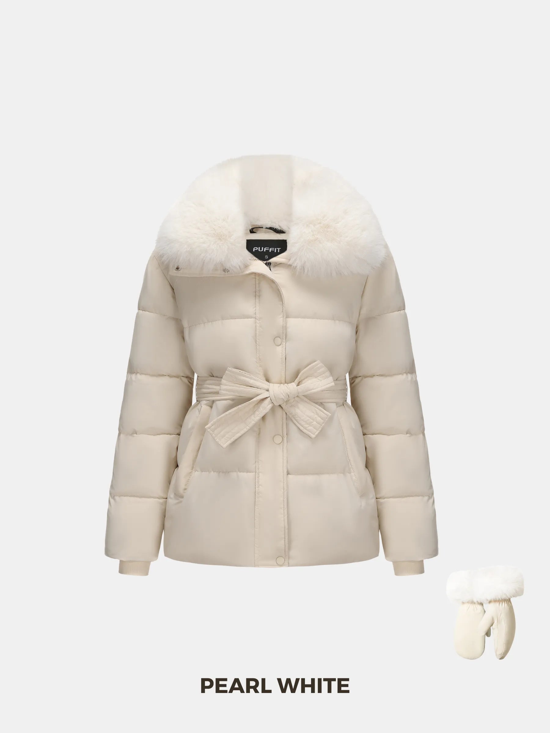 Elevated Detachable Faux Fur Collar Puffer With Belt - product image 7