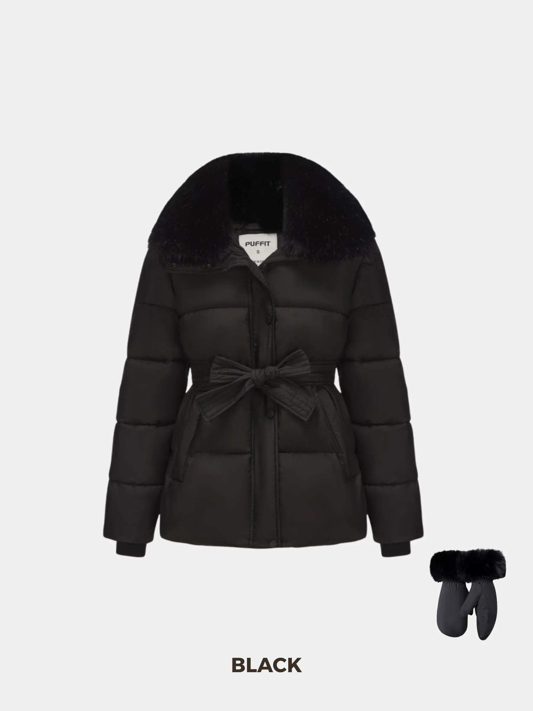 Elevated Detachable Faux Fur Collar Puffer With Belt - product image 6