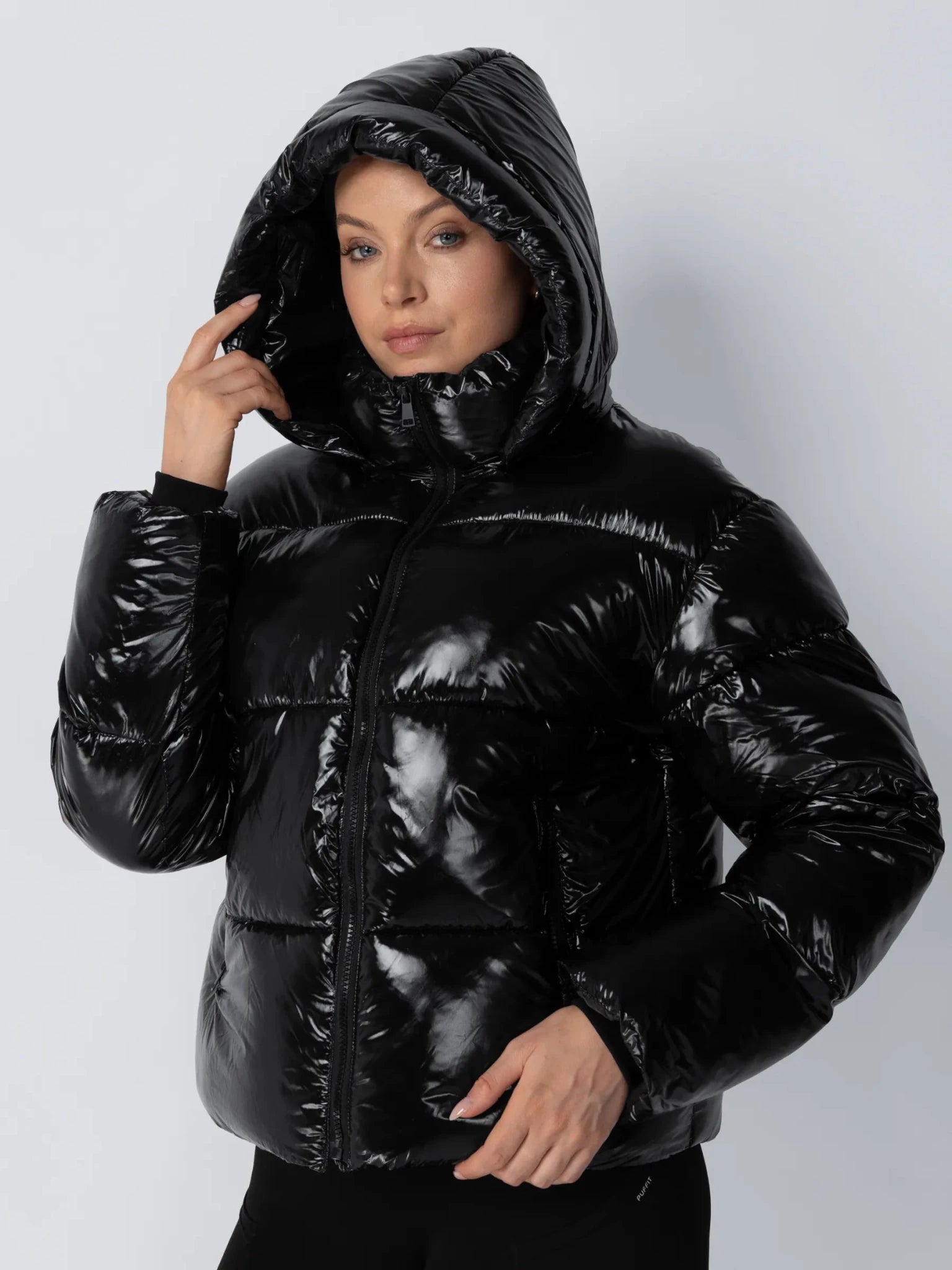 Shiny Black Detachable Hooded Puffer Jacket - product image 5