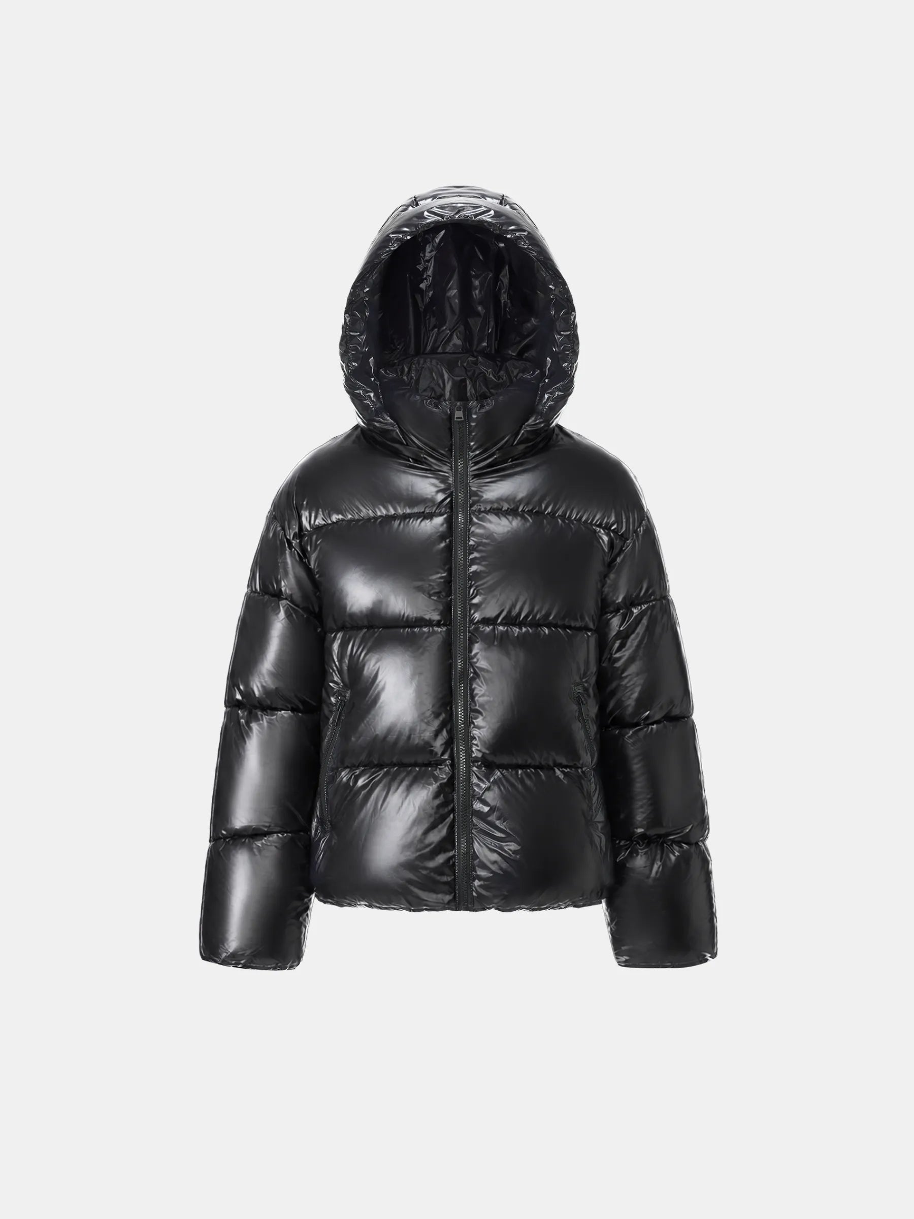 Shiny Black Detachable Hooded Puffer Jacket - product image 1
