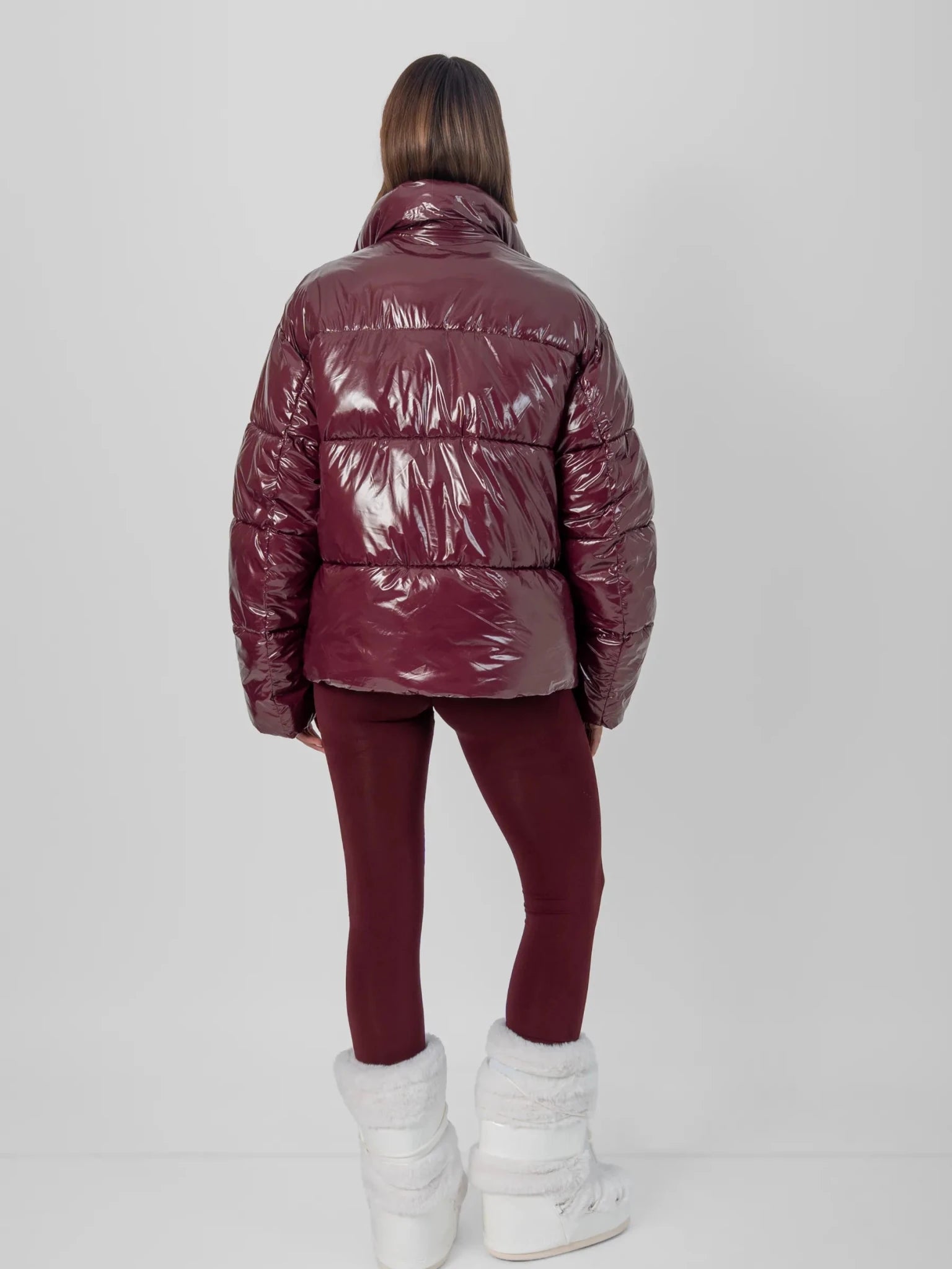Shiny Burgundy Detachable Hooded Puffer Jacket - product image 4