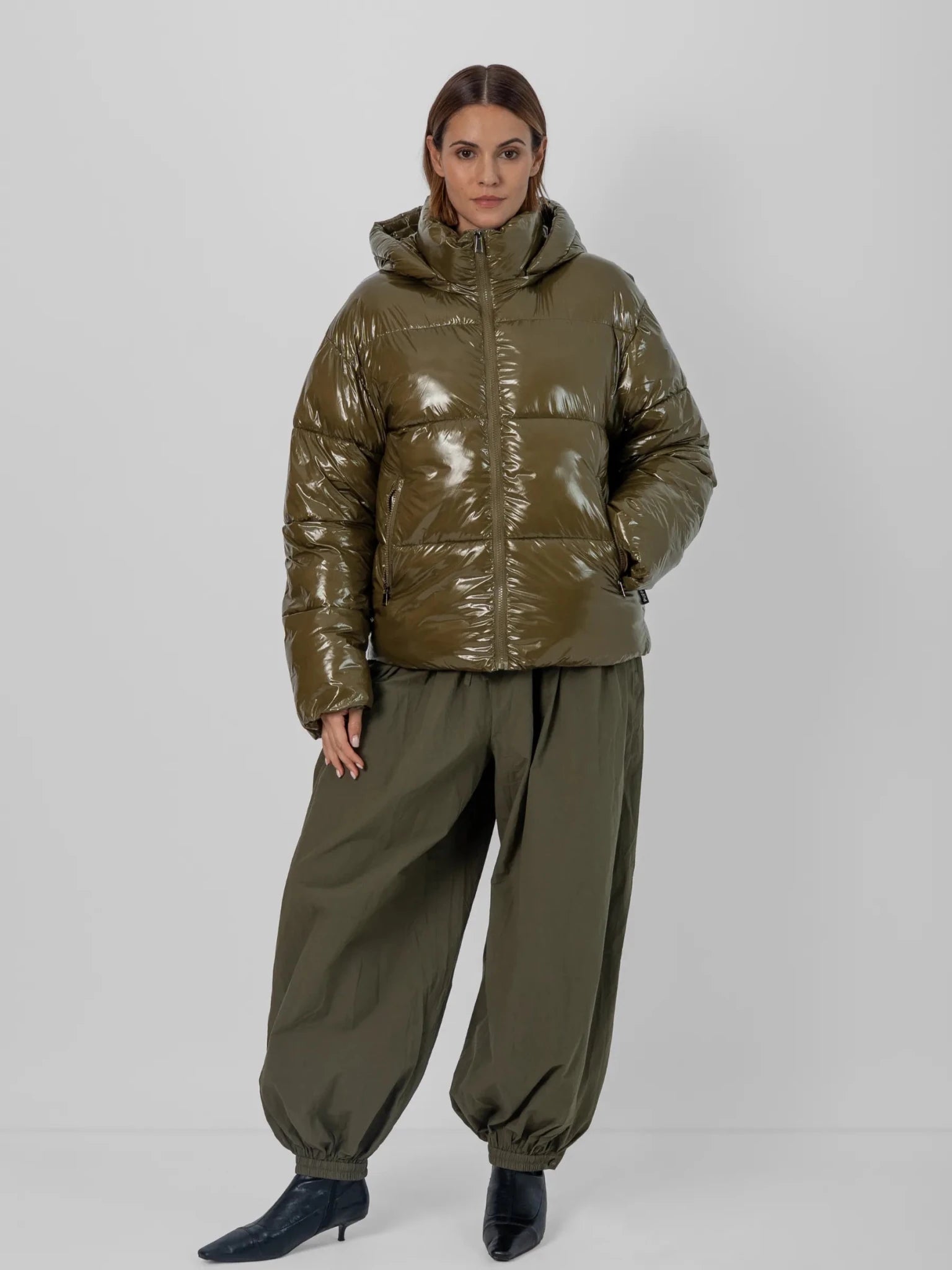 Shiny Green Detachable Hooded Puffer Jacket - product image 2