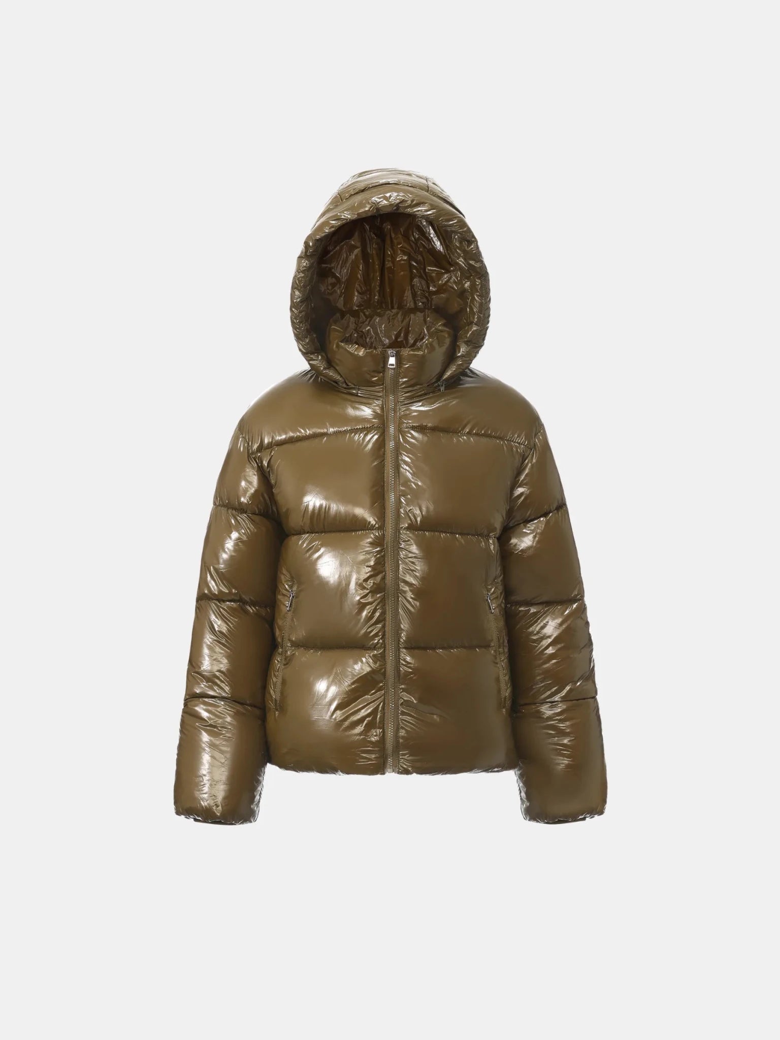 Shiny Green Detachable Hooded Puffer Jacket - product image 1