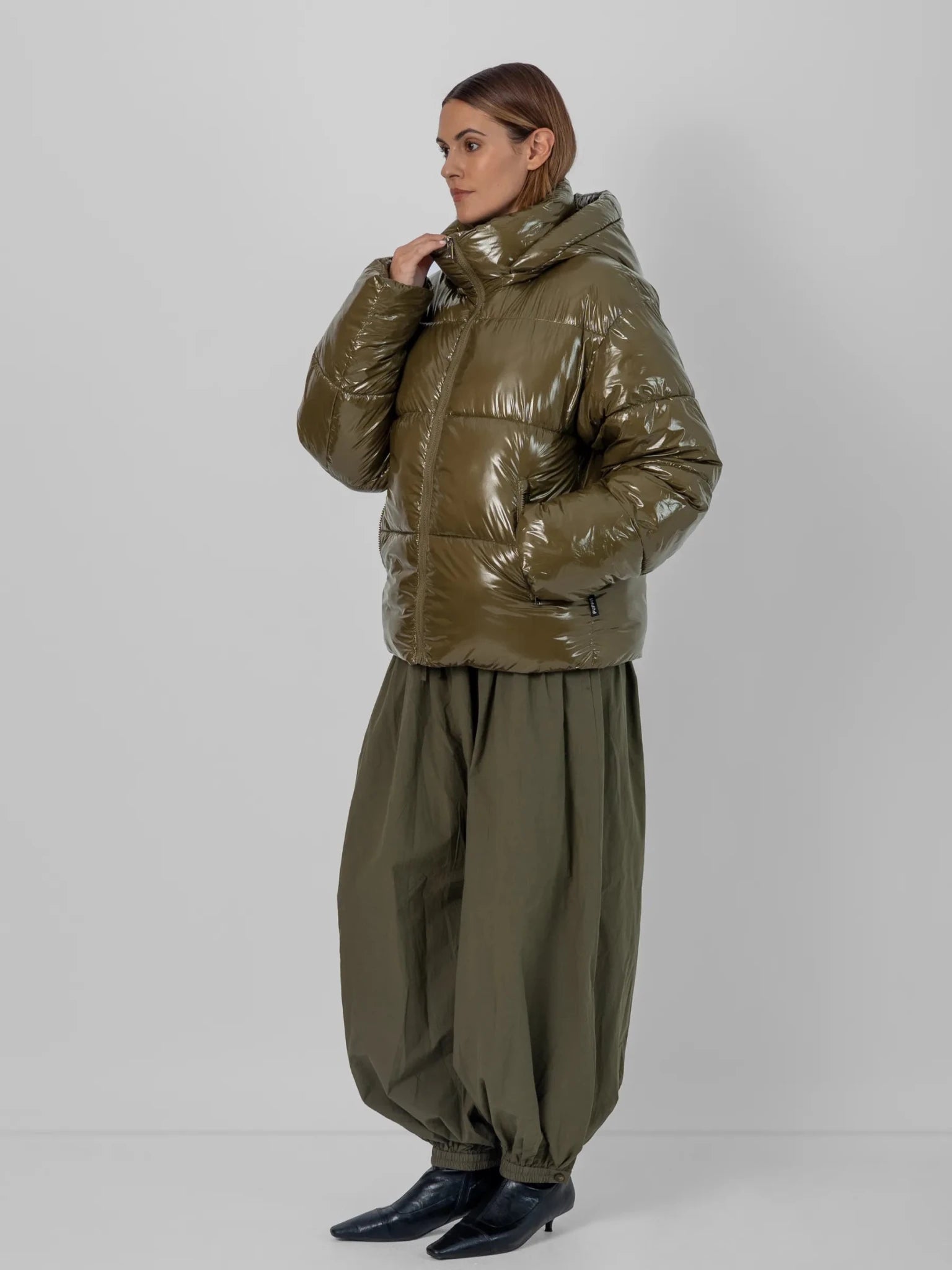 Shiny Green Detachable Hooded Puffer Jacket - product image 4