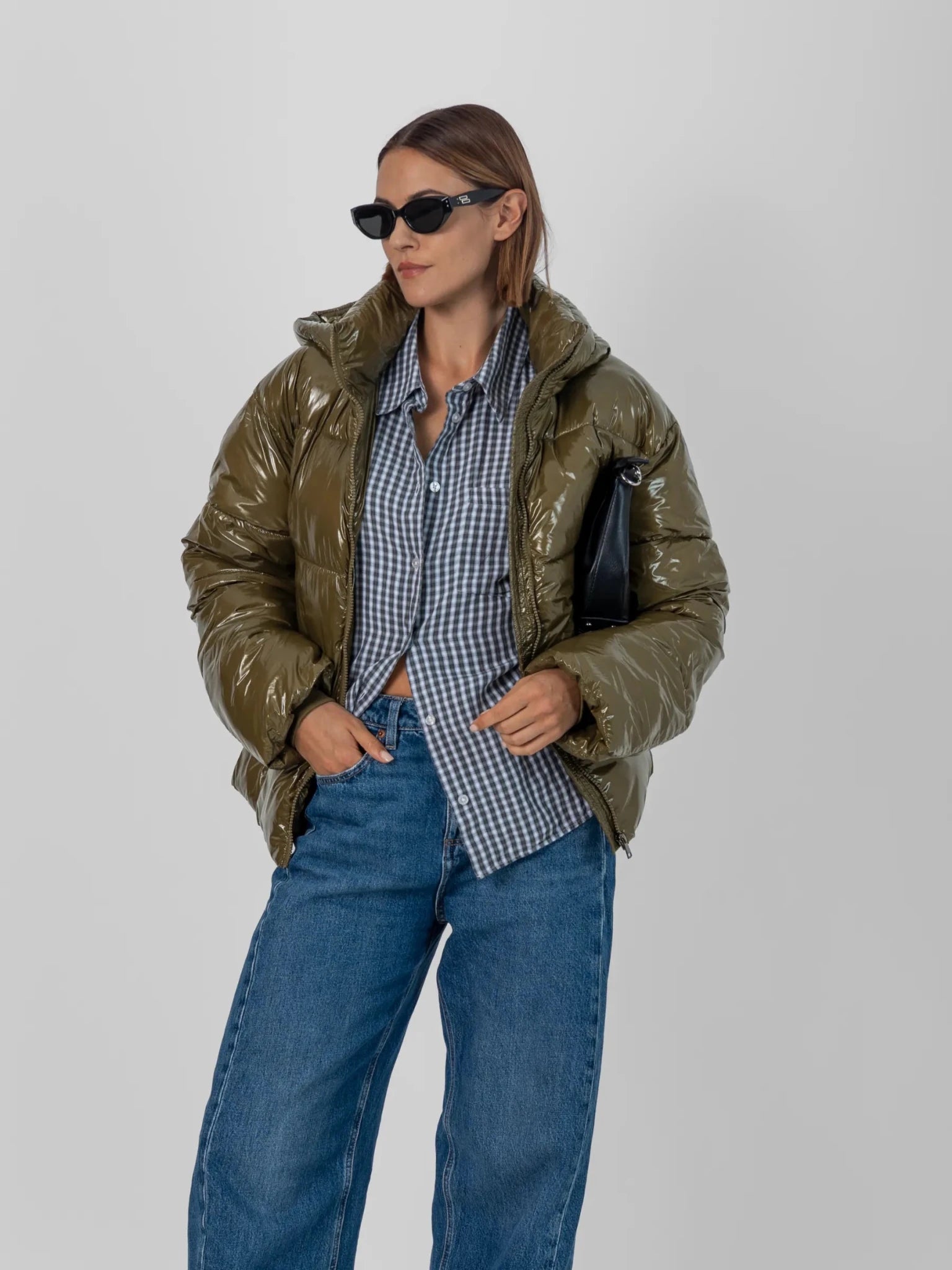 Shiny Green Detachable Hooded Puffer Jacket - product image 6