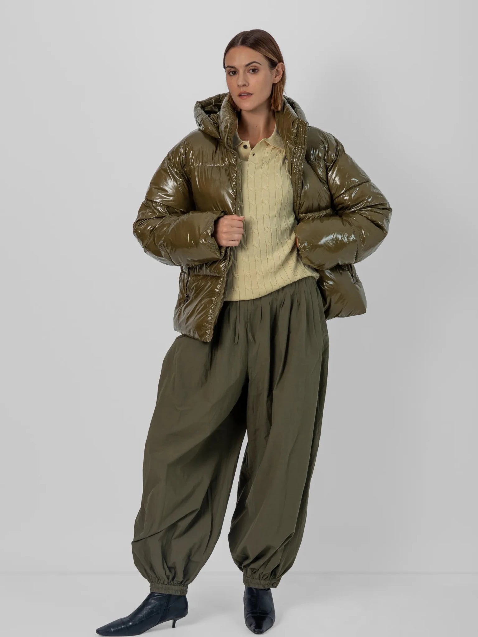 Shiny Green Detachable Hooded Puffer Jacket - product image 3