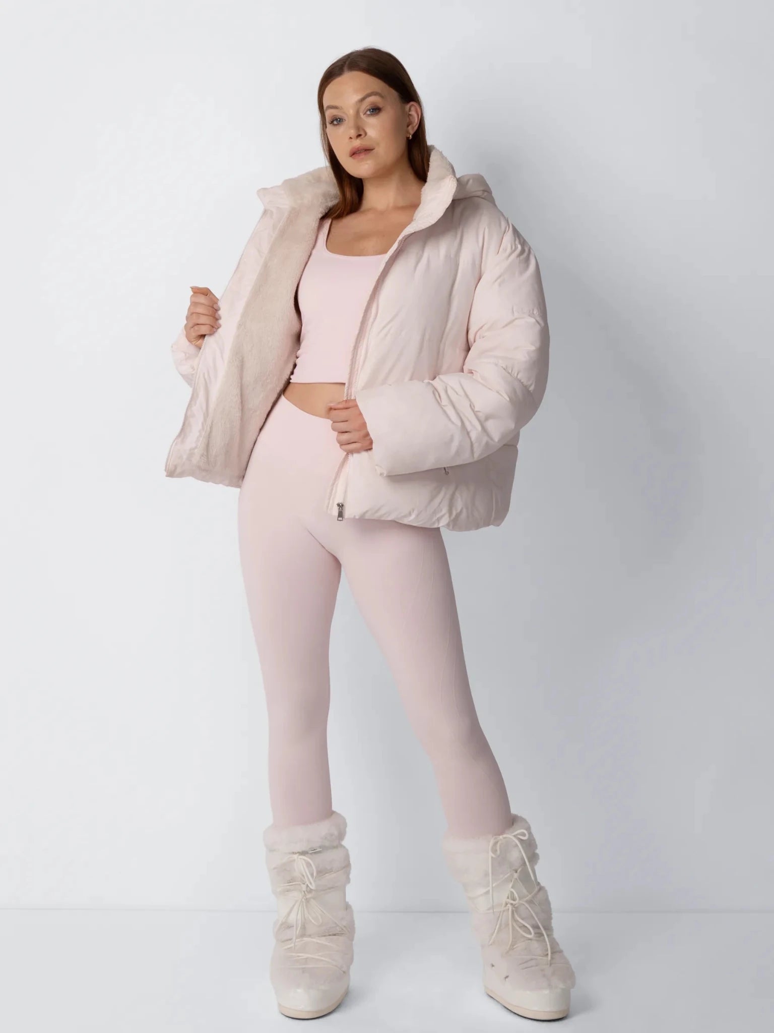 Faux Fur Lined Detachable Hooded Short Puffer Jacket - product image 13