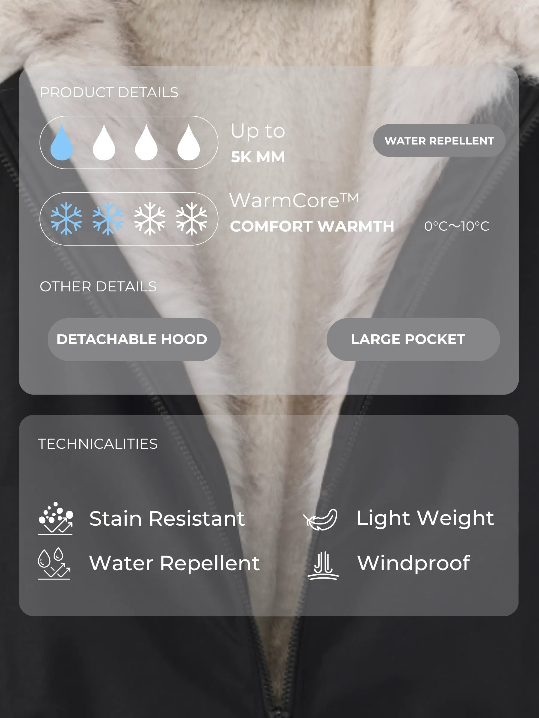 Faux Fur Lined Waterproof Bomber - product image 3