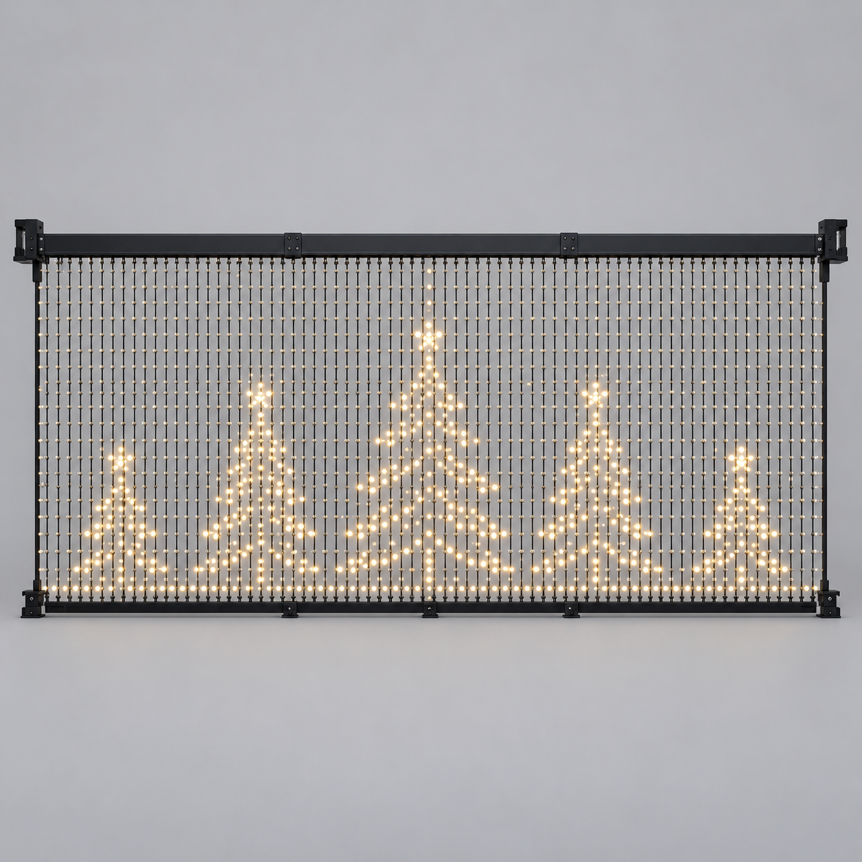 1.5 metre drop 100 strand buvoraq micro pixel curtain with dual modular rails