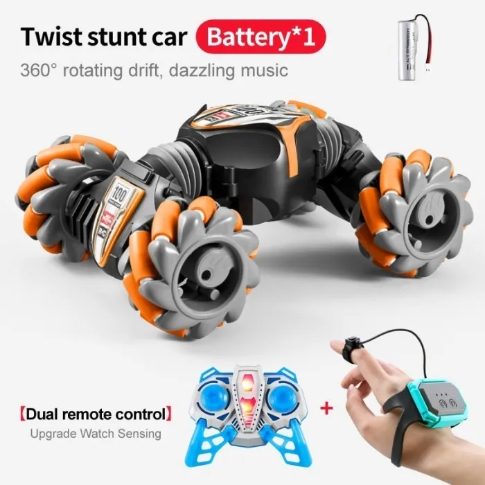 Twist Air Gesture Stunt Car — 2.4GHz Remote Control, Wrist Remote, Gesture Control, LED Lights & Sound Effects