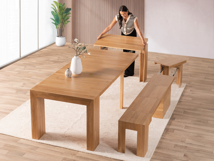Extendable Dining Table & Bench Set | Seats 2–12
