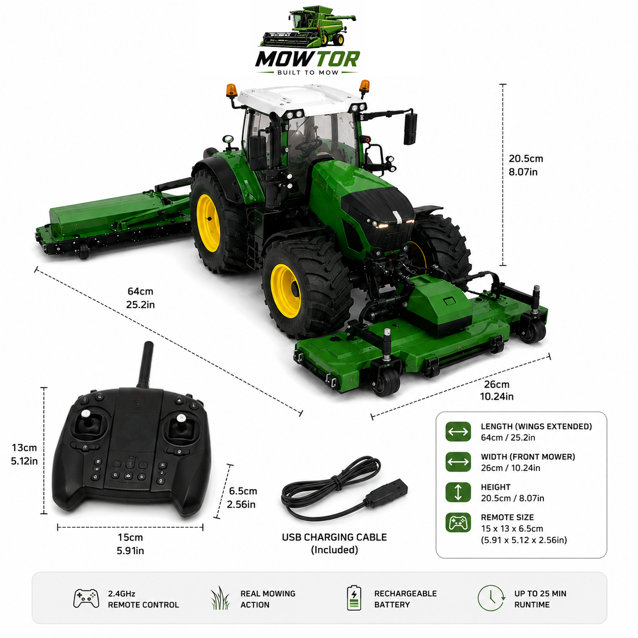 MOWTOR GX620 TwinDeck cutting a large lawn