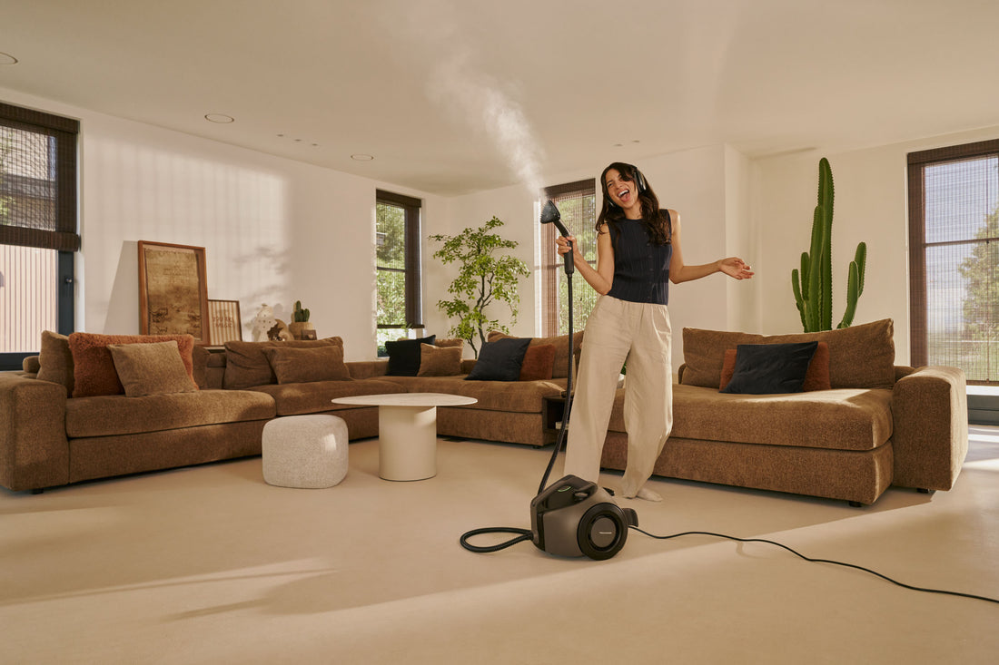 TS2 steam cleaner in living room