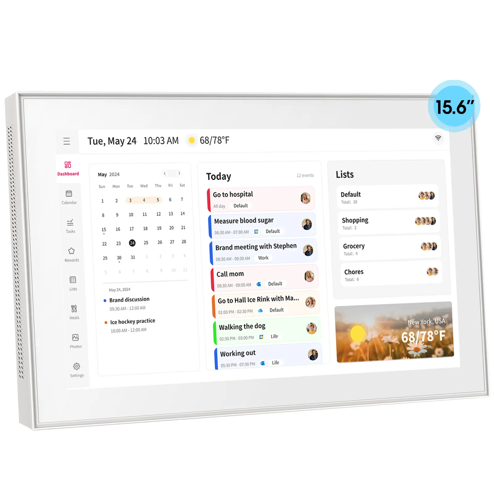Smart Digital Wall Calendar 15.6 Inch White