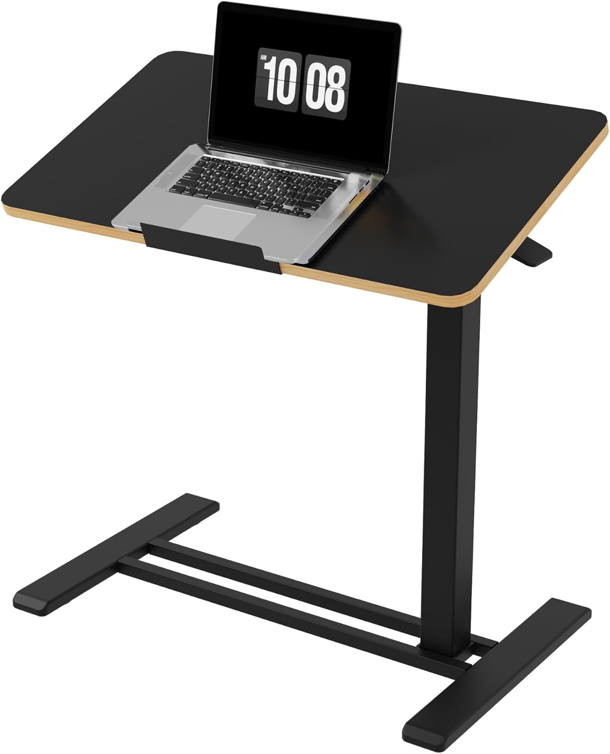 FLEXISPOT H7 PRO Mobile Standing Desk Adjustable Overbed Table Pneumatic with Wheels 90°Tiltable Portable Laptop Desk Rolling Computer Cart Foldable Bedside Table(27.6" W x 15.7" D, White)