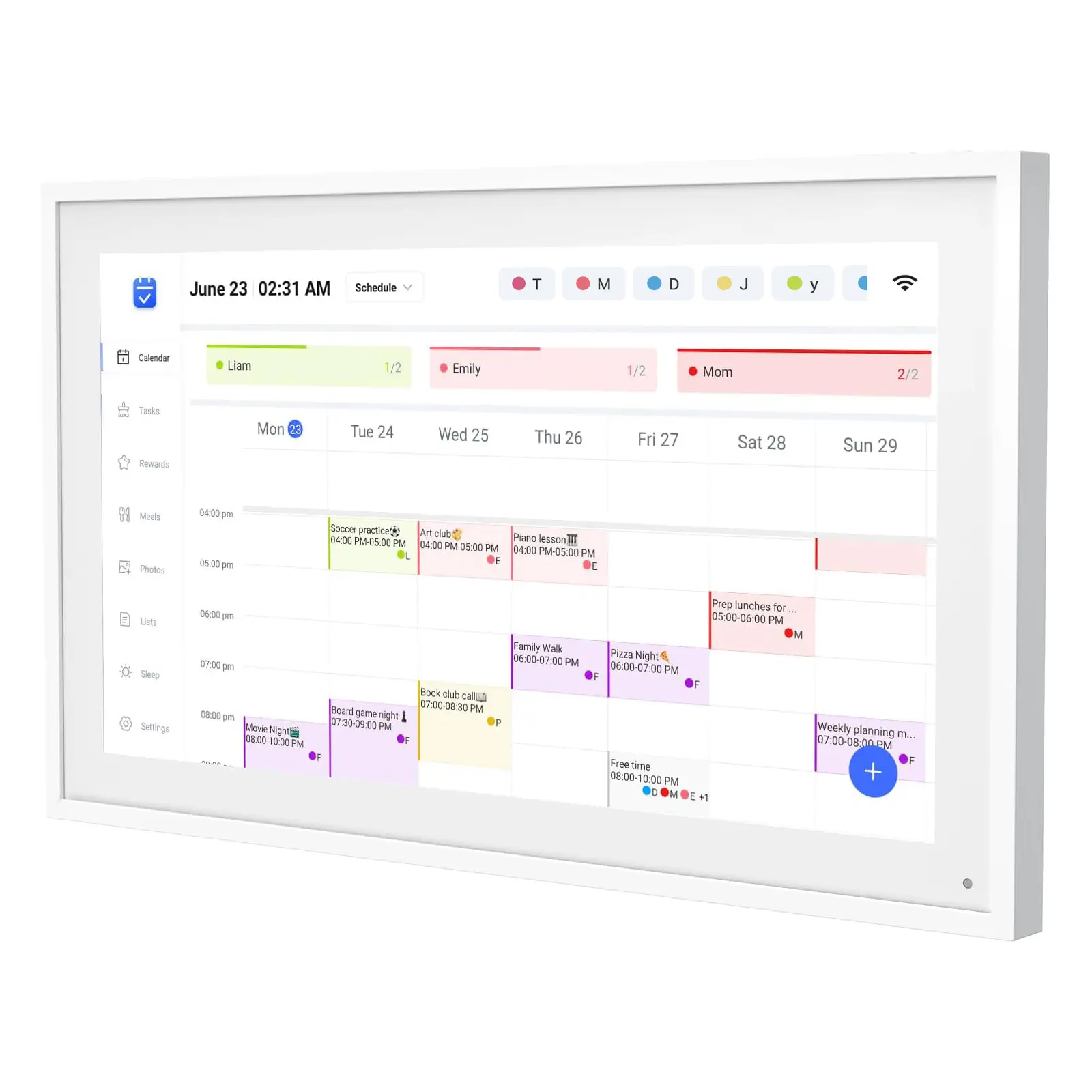Smart Digital Wall Calendar 15.6 Inch White