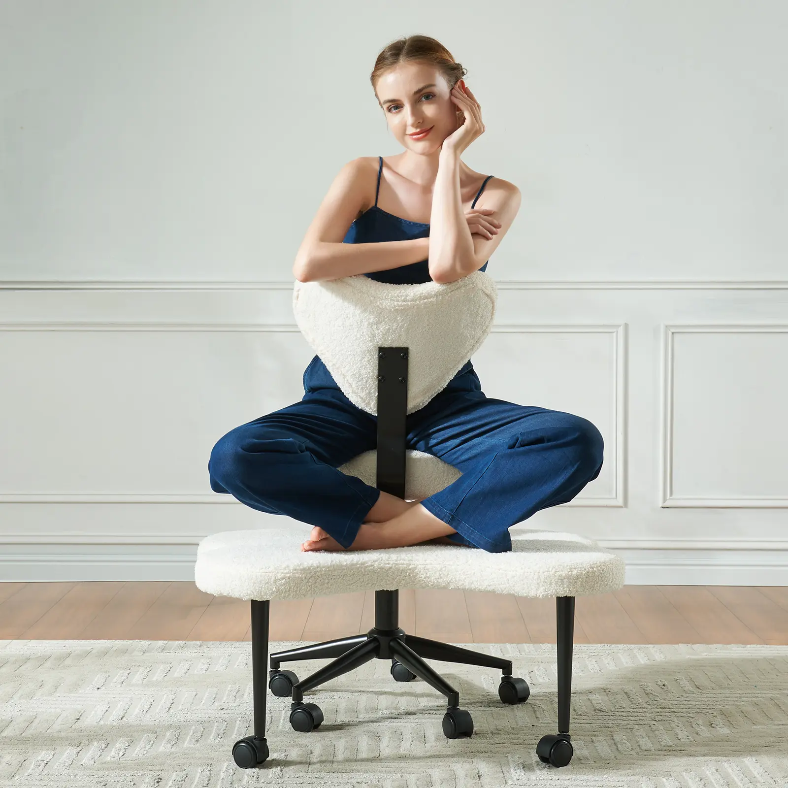 Ergonomic Cross Leg Office Chair, Pink
