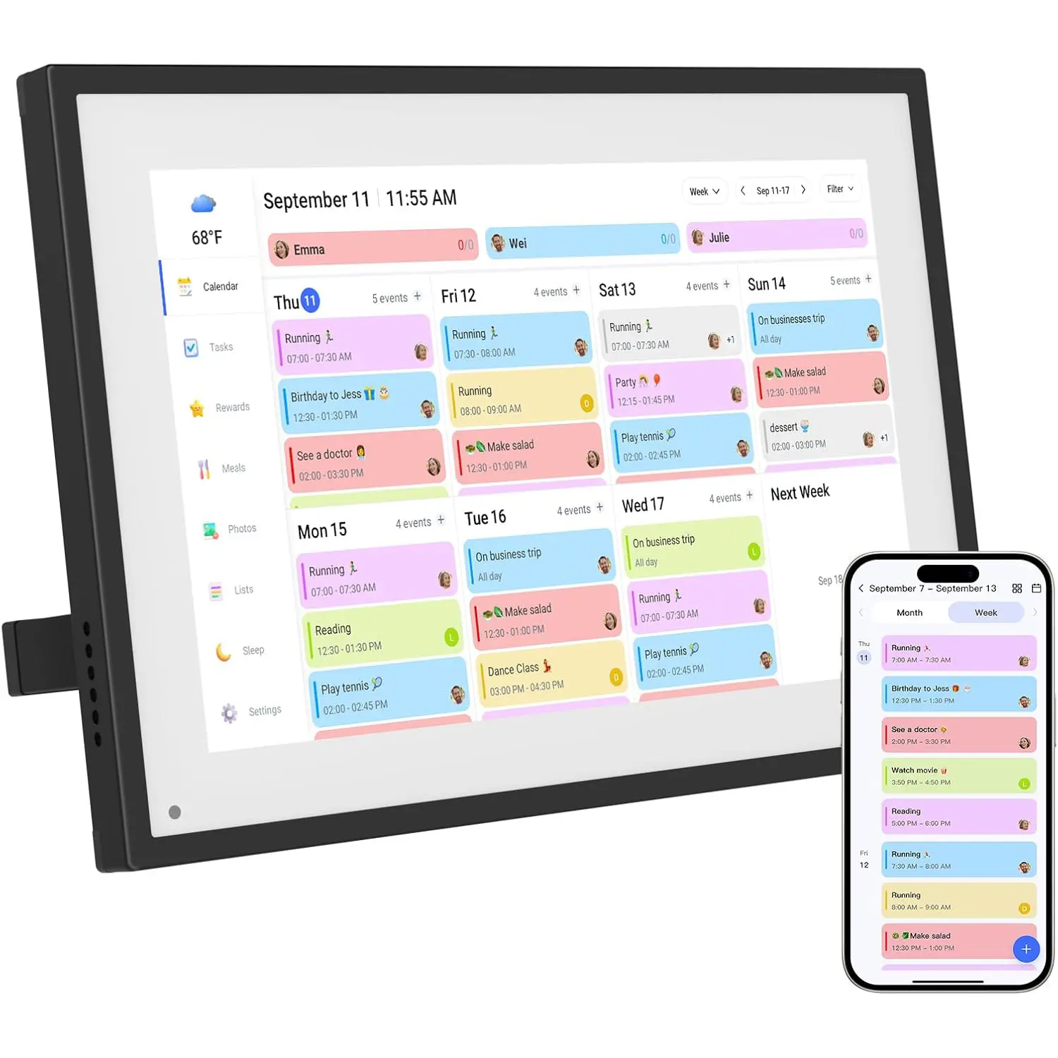 Smart Digital Wall Calendar 15.6 Inch White