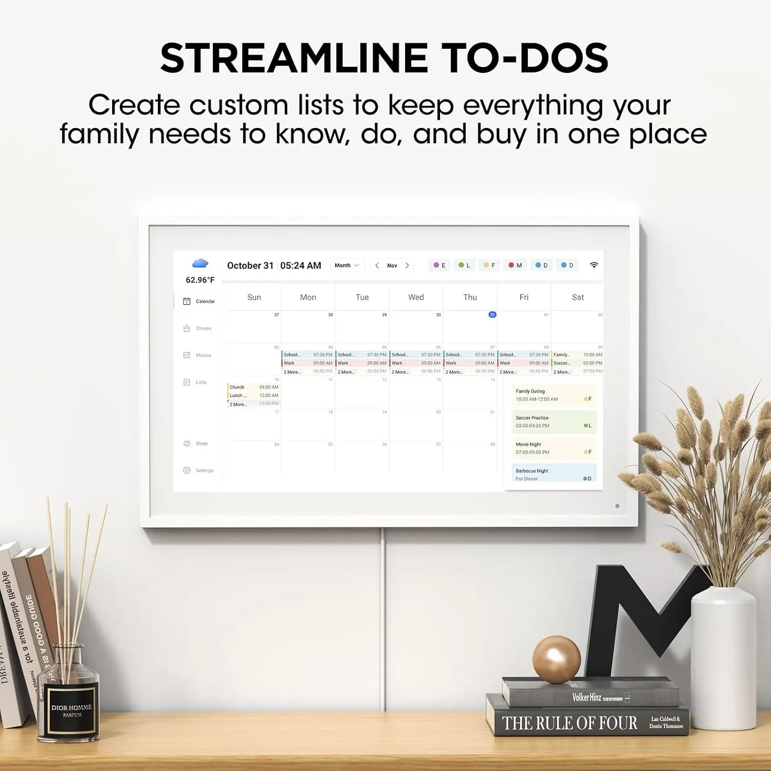 Smart Digital Wall Calendar 15.6 Inch White