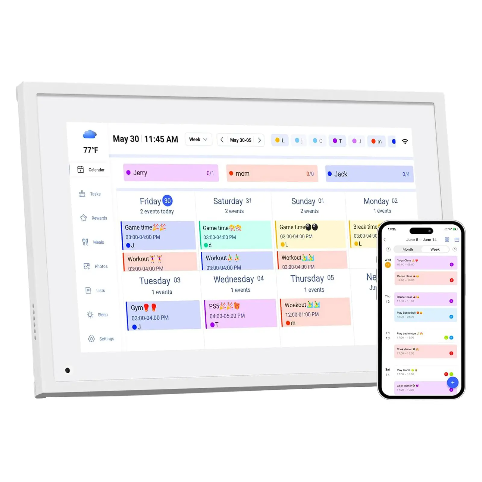 Smart Digital Wall Calendar 15.6 Inch White