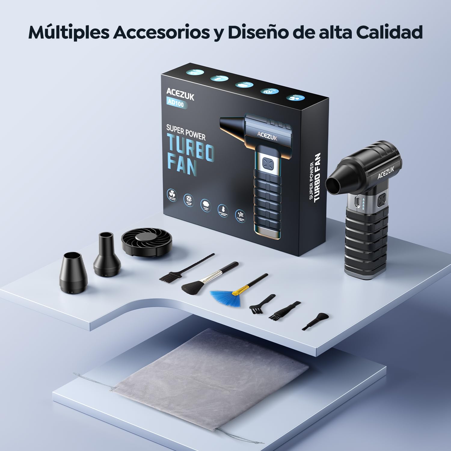 300000RPM Soplador de Polvo Eléctrico,4 Velocidades Recargable Aire Comprimido Limpieza PC con 10500mAh, Soplador Aire Comprimido para Laptop, Teclado, Coche
