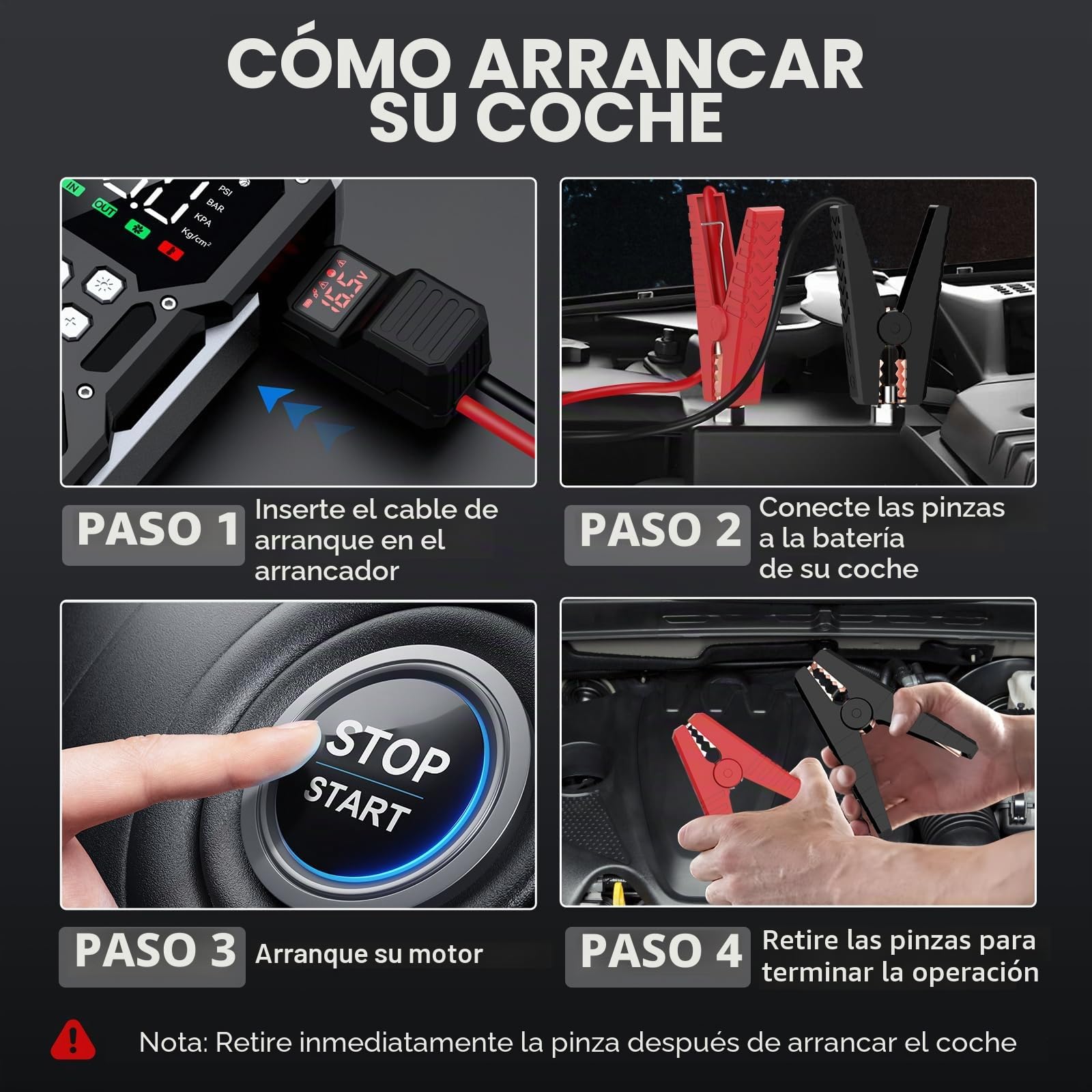 ACEZUK - Arrancador de batería de Coche con compresor de Aire, 4000 A, inflador de neumáticos de 150 PSI, 26 800 mAh, 12 V, para Coche de Gasolina o diésel de 10 L, led de 4000 lúmenes