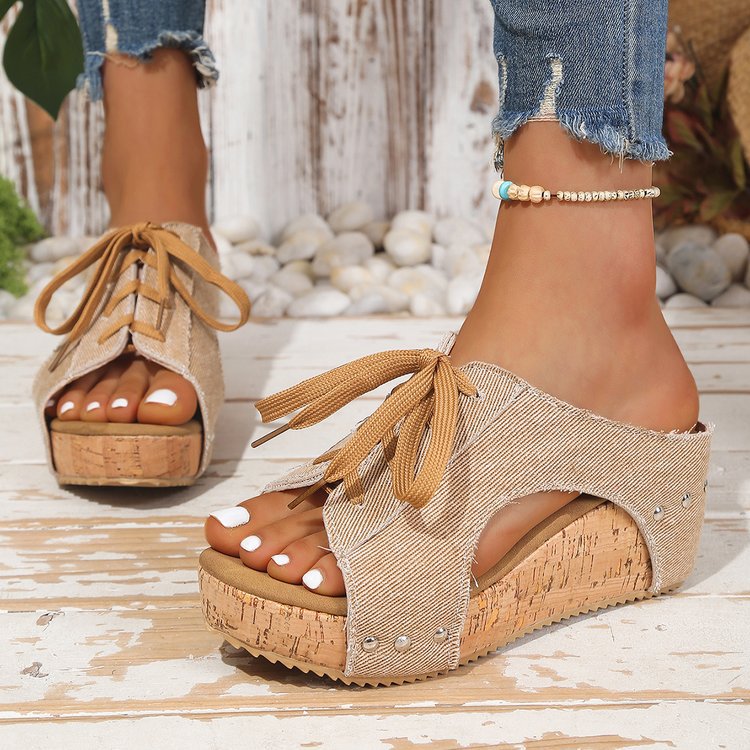 Women’s Retro Wedge Sandals –Comfortable Wedge Summer Slippers