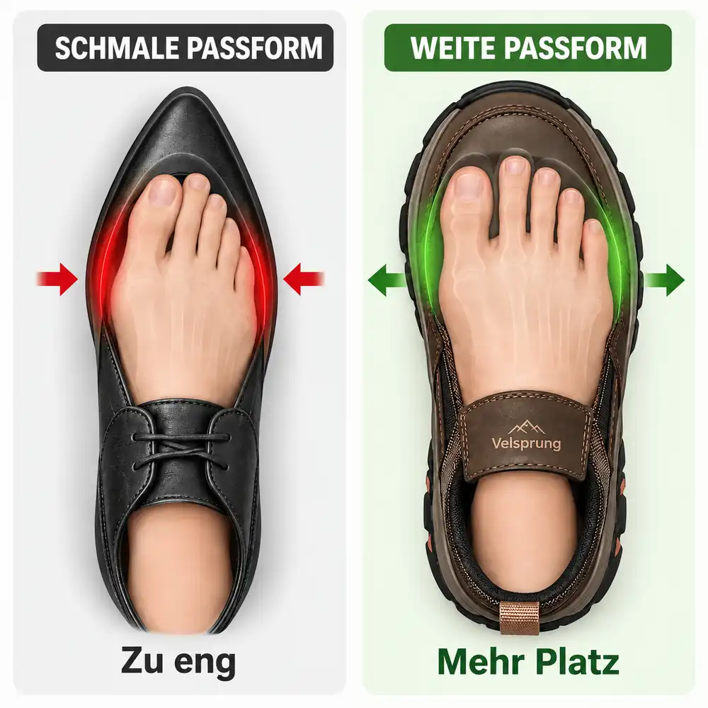 Design mit breiter Zehenbox