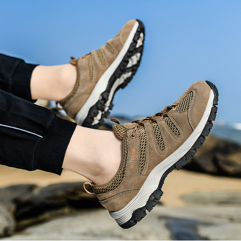 Men's Genuine Leather Breathable Lightweight Arch Support Hiking Orthopedic Shoes