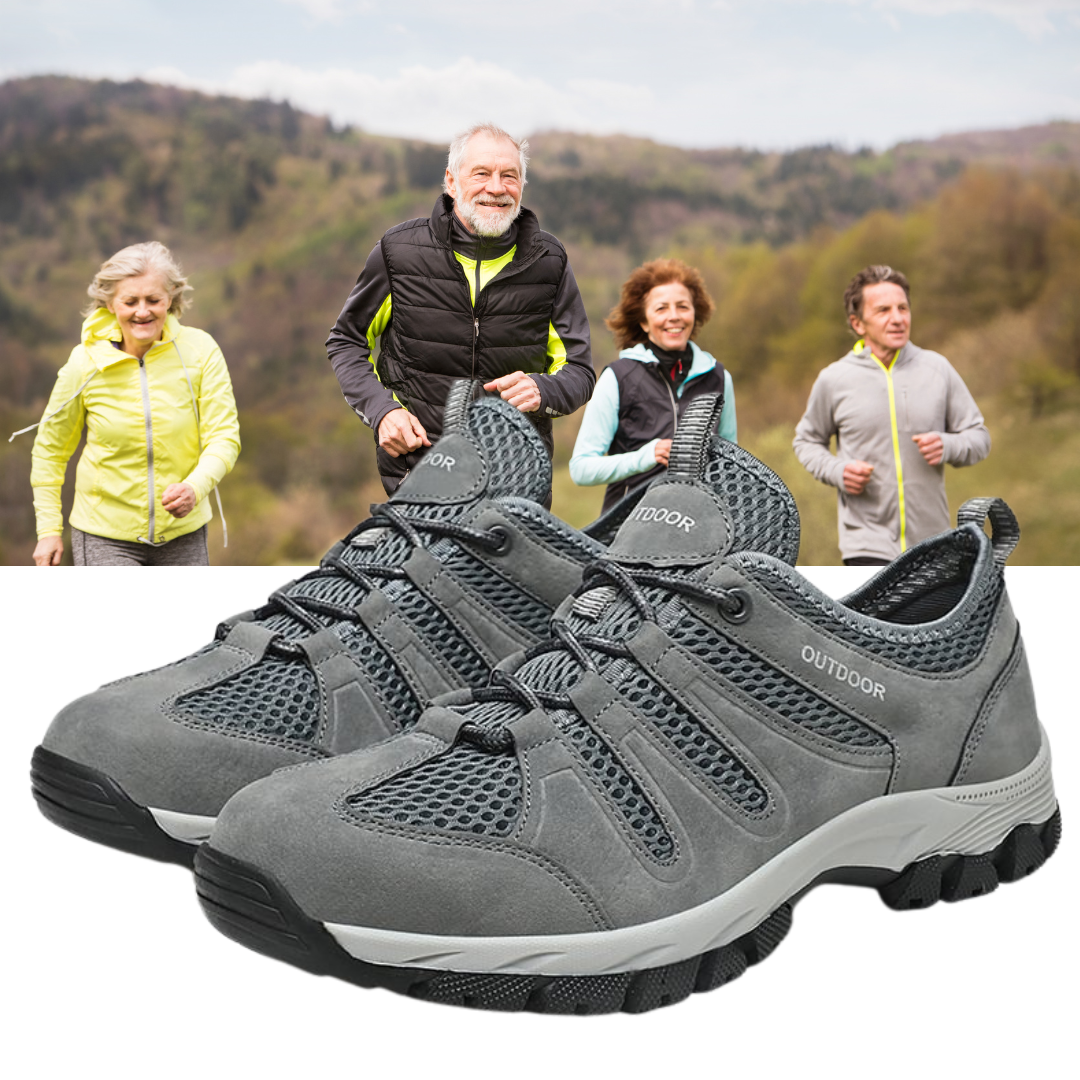 Men's Genuine Leather Breathable Lightweight Arch Support Hiking Orthopedic Shoes