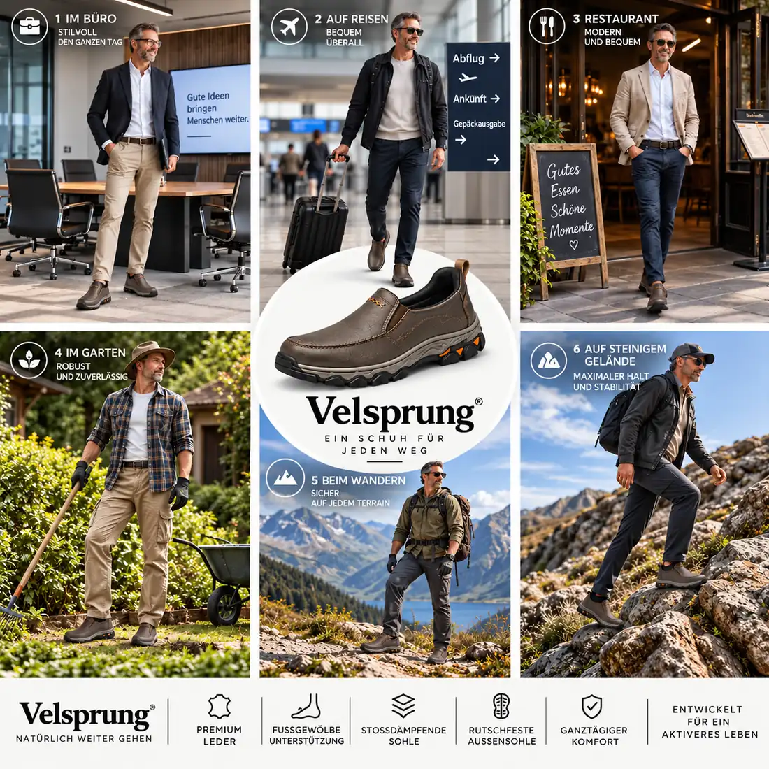 Velsprung Lifestyle-Collage zur Vielseitigkeit