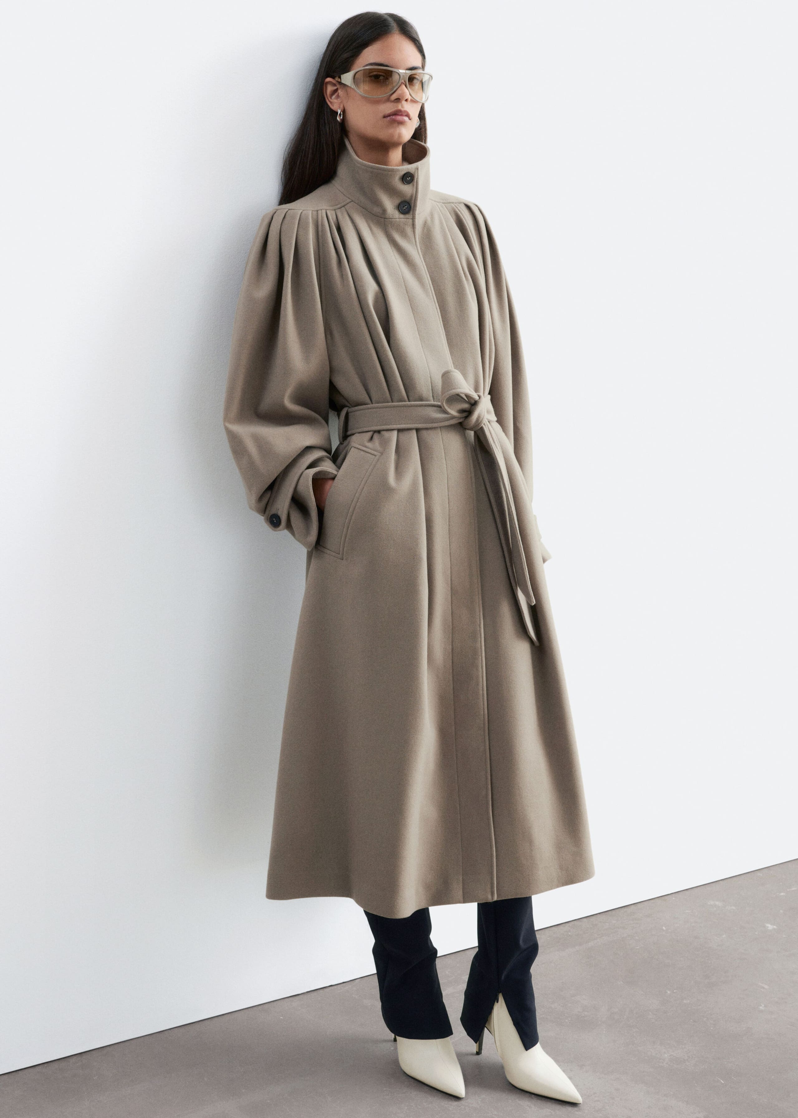 Belted Wool-Lyocell Coat