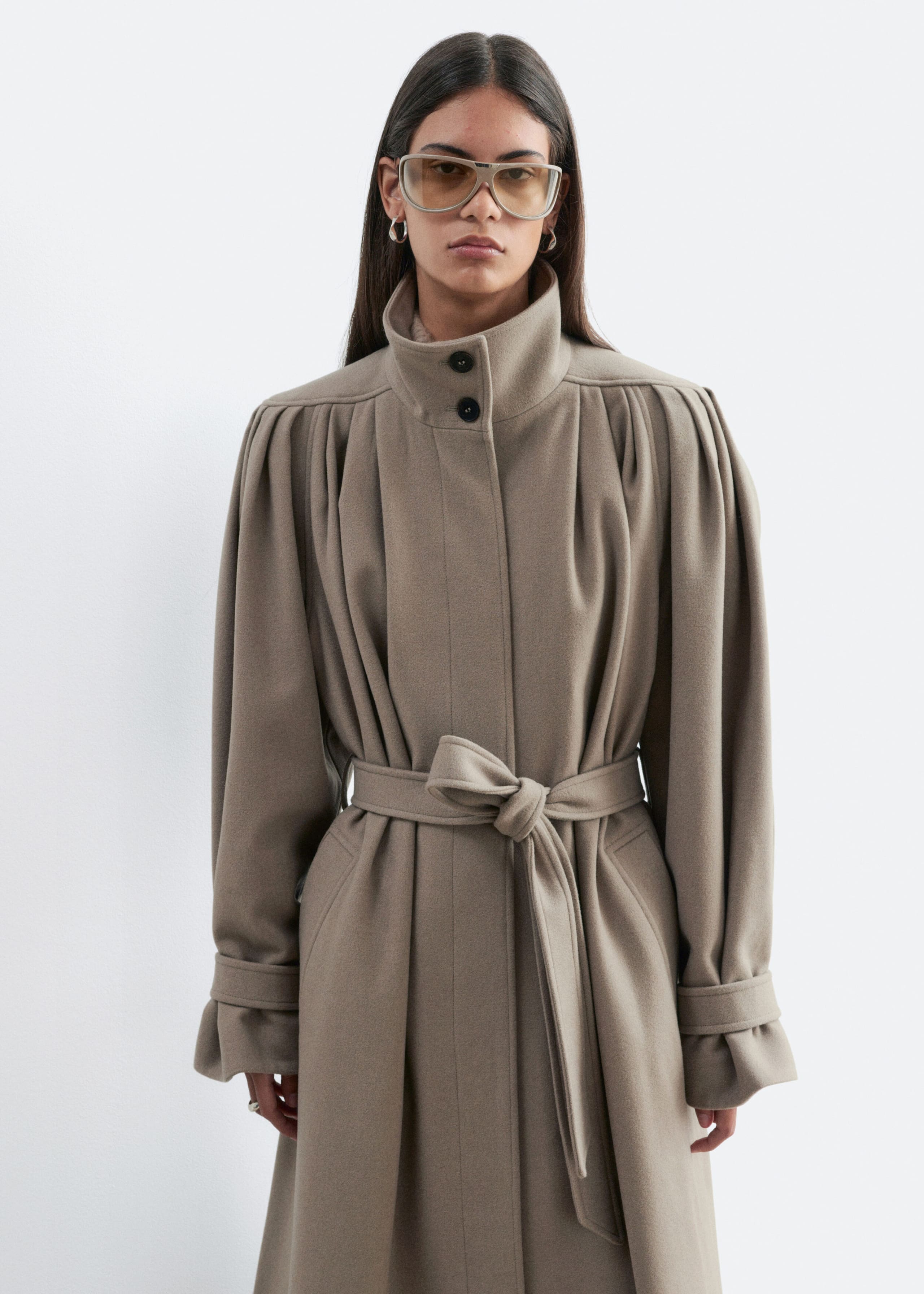 Belted Wool-Lyocell Coat